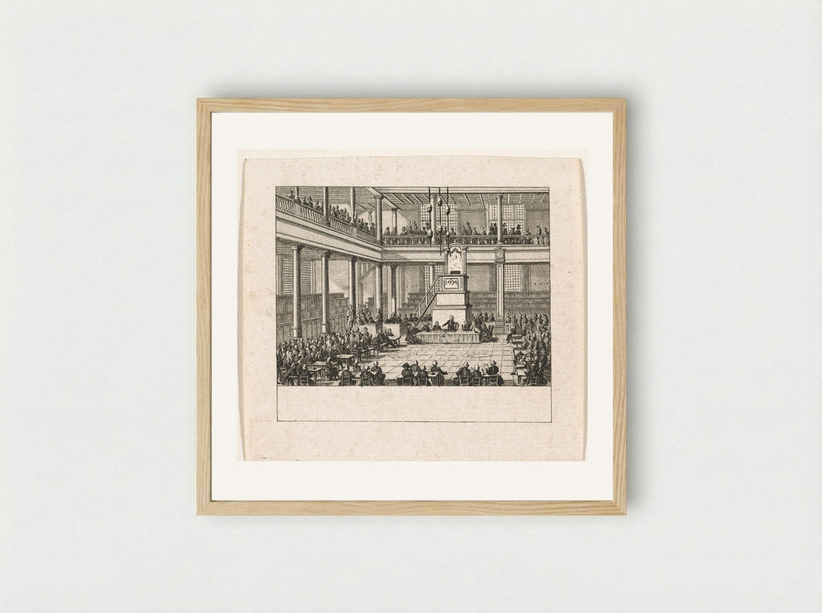 Eerste algemene vergadering van de Maatschappij tot Nut van 't Algemeen - Cornelis Brouwer - Framed Print Wood