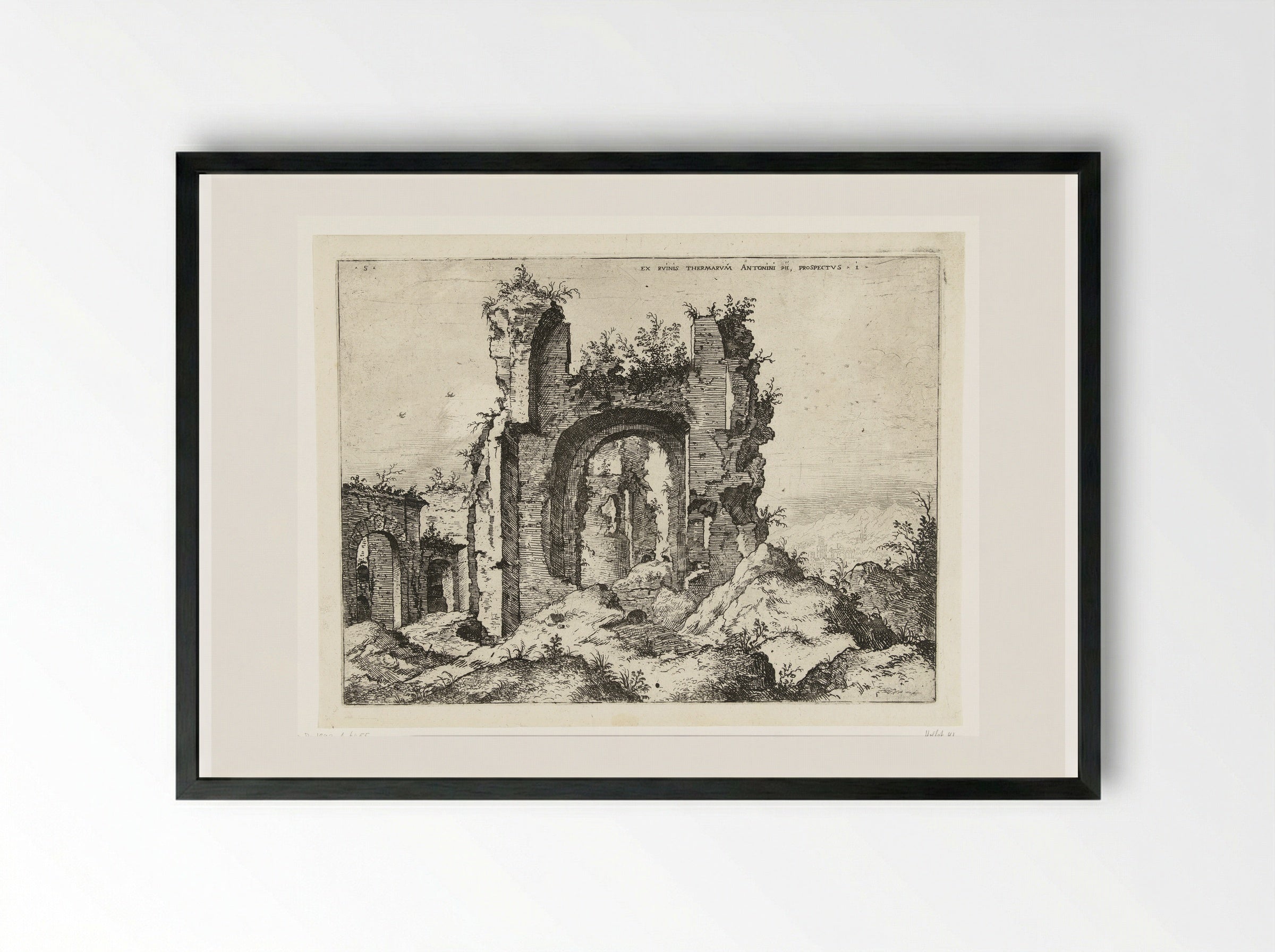 Eerste gezicht op de Thermen van Caracalla - Hieronymus Cock - Framed Print Black