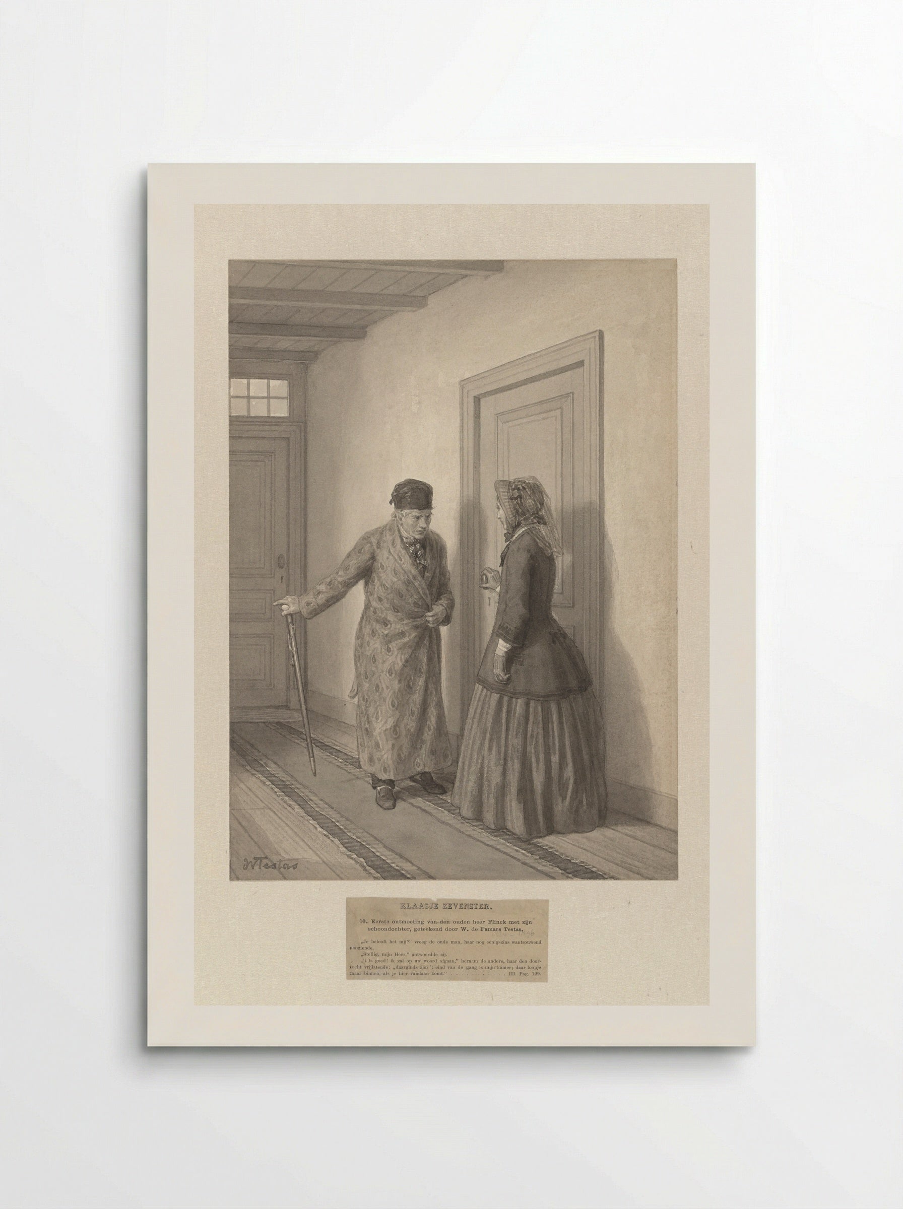 Eerste ontmoeting van de oude heer Flinck met zijn schoondochter - Willem de Famars Testas - Poster