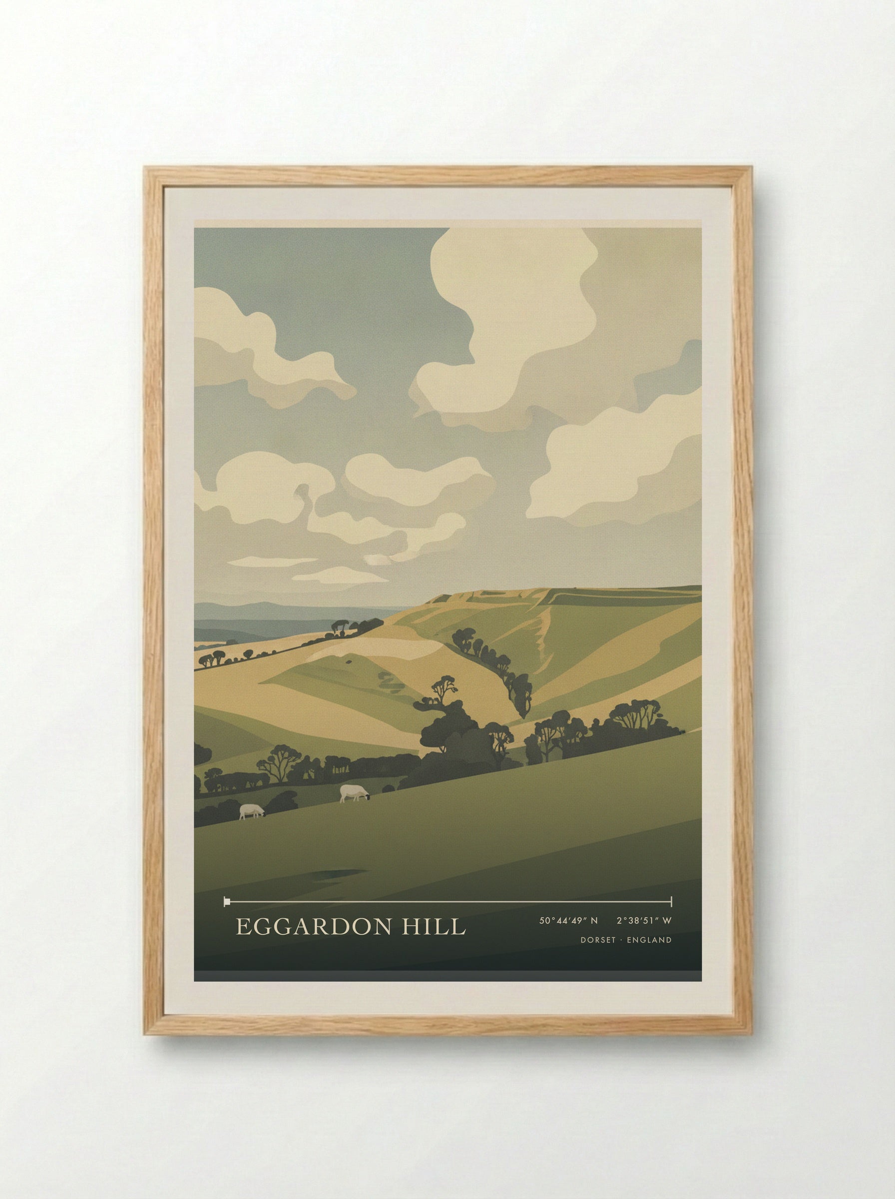 Eggardon Hill Dorset England Travel Poster - Framed Print Wood