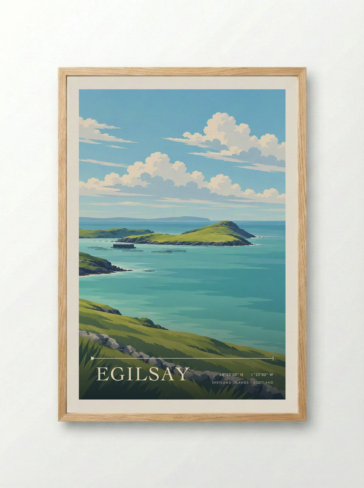 Egilsay, Shetland Islands | Travel Poster - Framed Print Wood