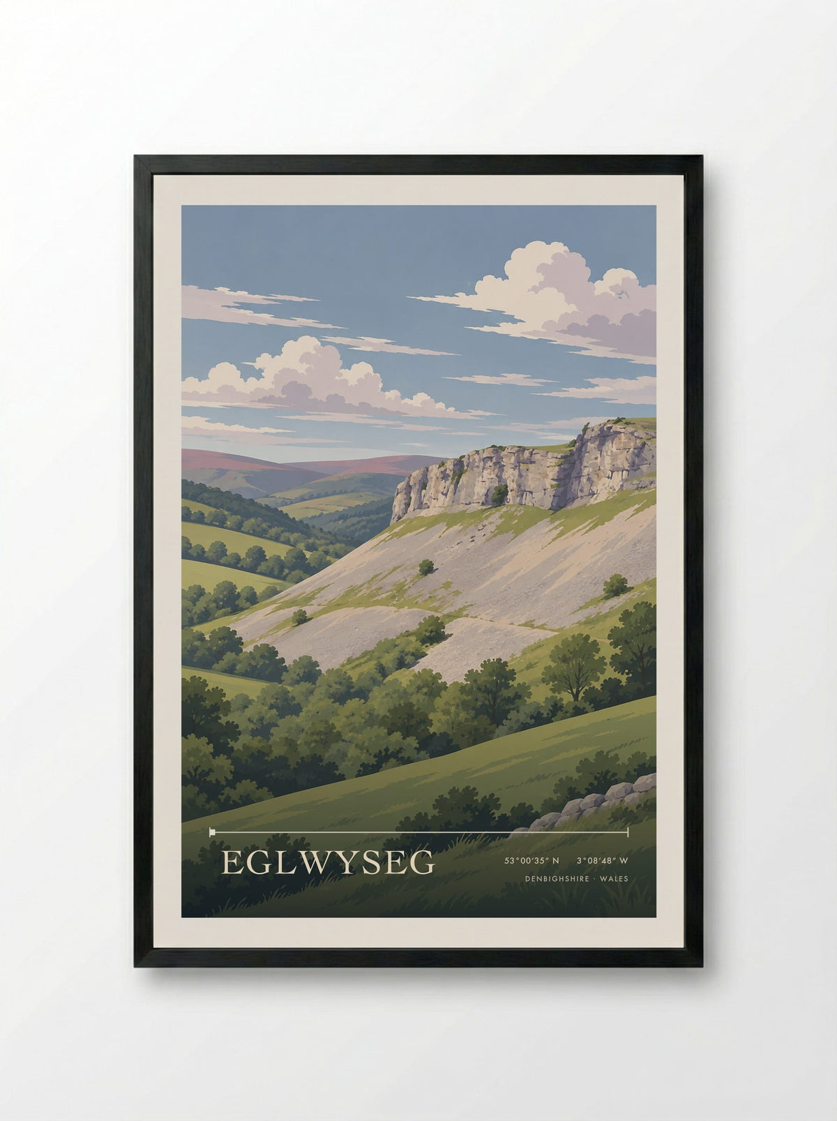 Eglwyseg, Denbighshire | Travel Poster - Framed Print Black