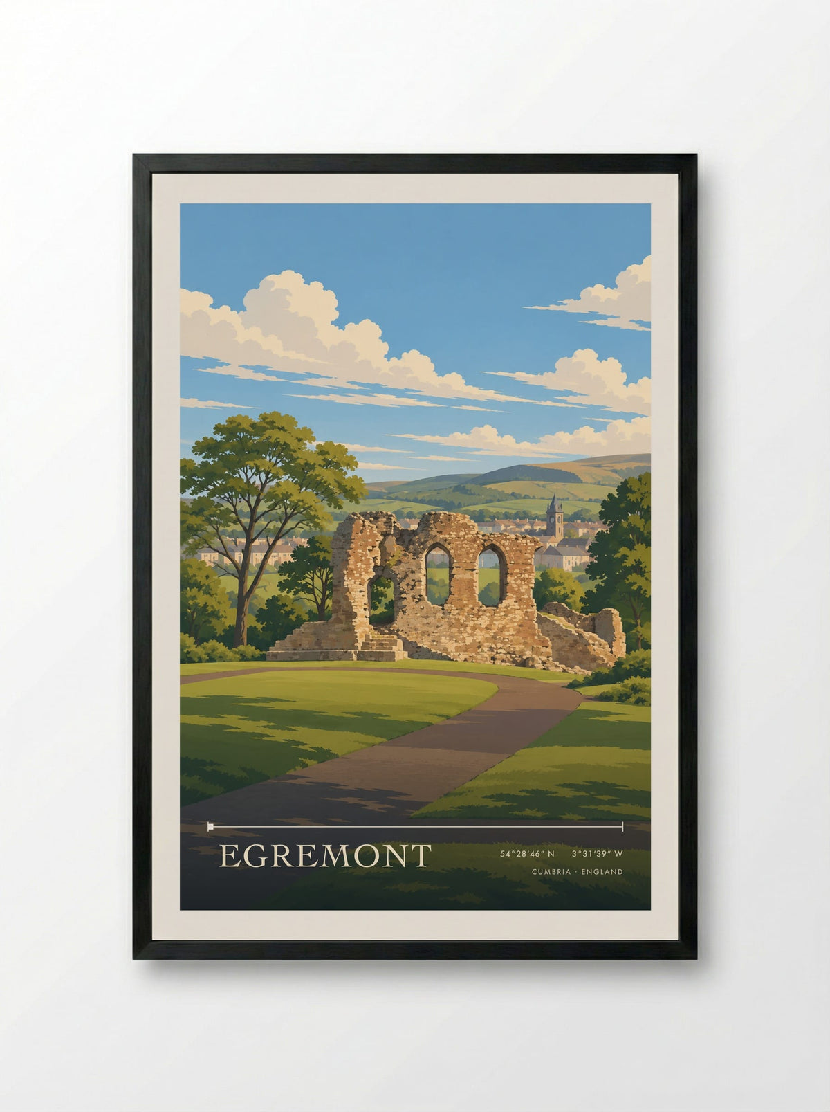 Egremont, Cumbria | Travel Poster - Framed Print Black