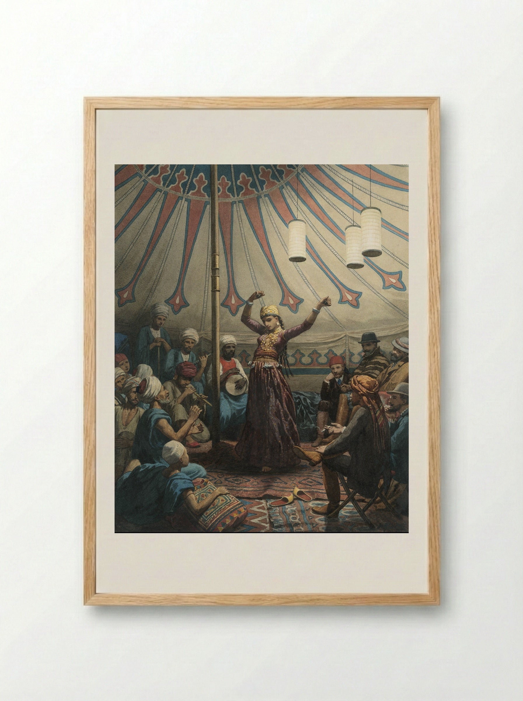 Egyptian Dancer in a Tent, with Musicians and Spectators - Willem de Famars Testas - Framed Print Wood