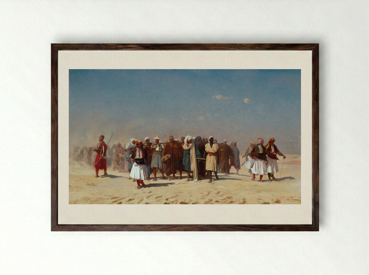 Egyptian Recruits Crossing the Desert - Jean-Léon Gérôme - Framed Print Dark Wood
