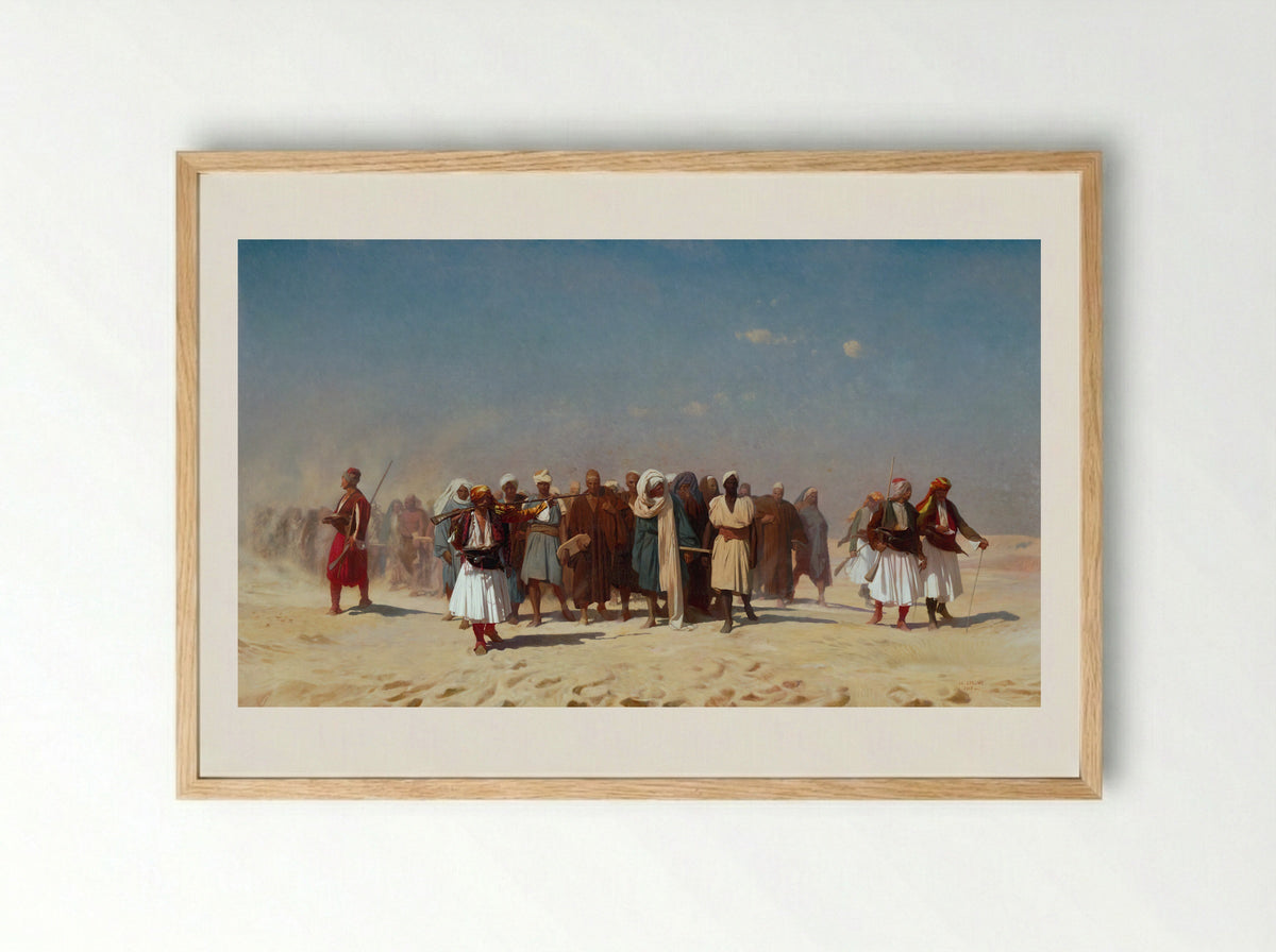 Egyptian Recruits Crossing the Desert - Jean-Léon Gérôme - Framed Print Wood