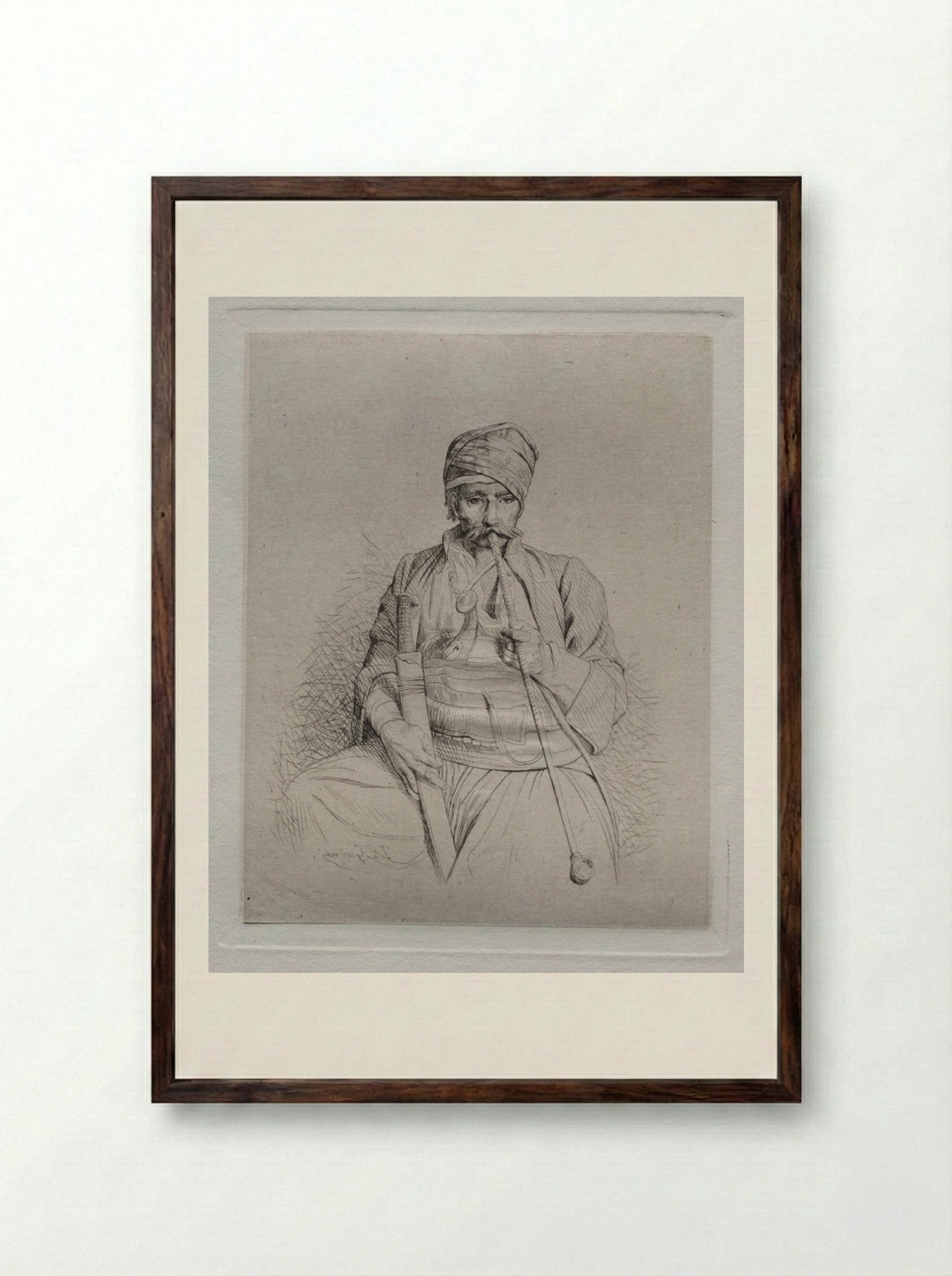Egyptian Smoker - Jean-Léon Gérôme - Framed Print Dark Wood