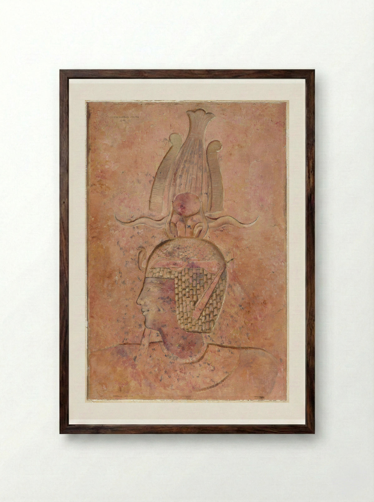 Egyptian Sunk Relief Depicting a King - Joseph Lindon Smith - Framed Print Dark Wood