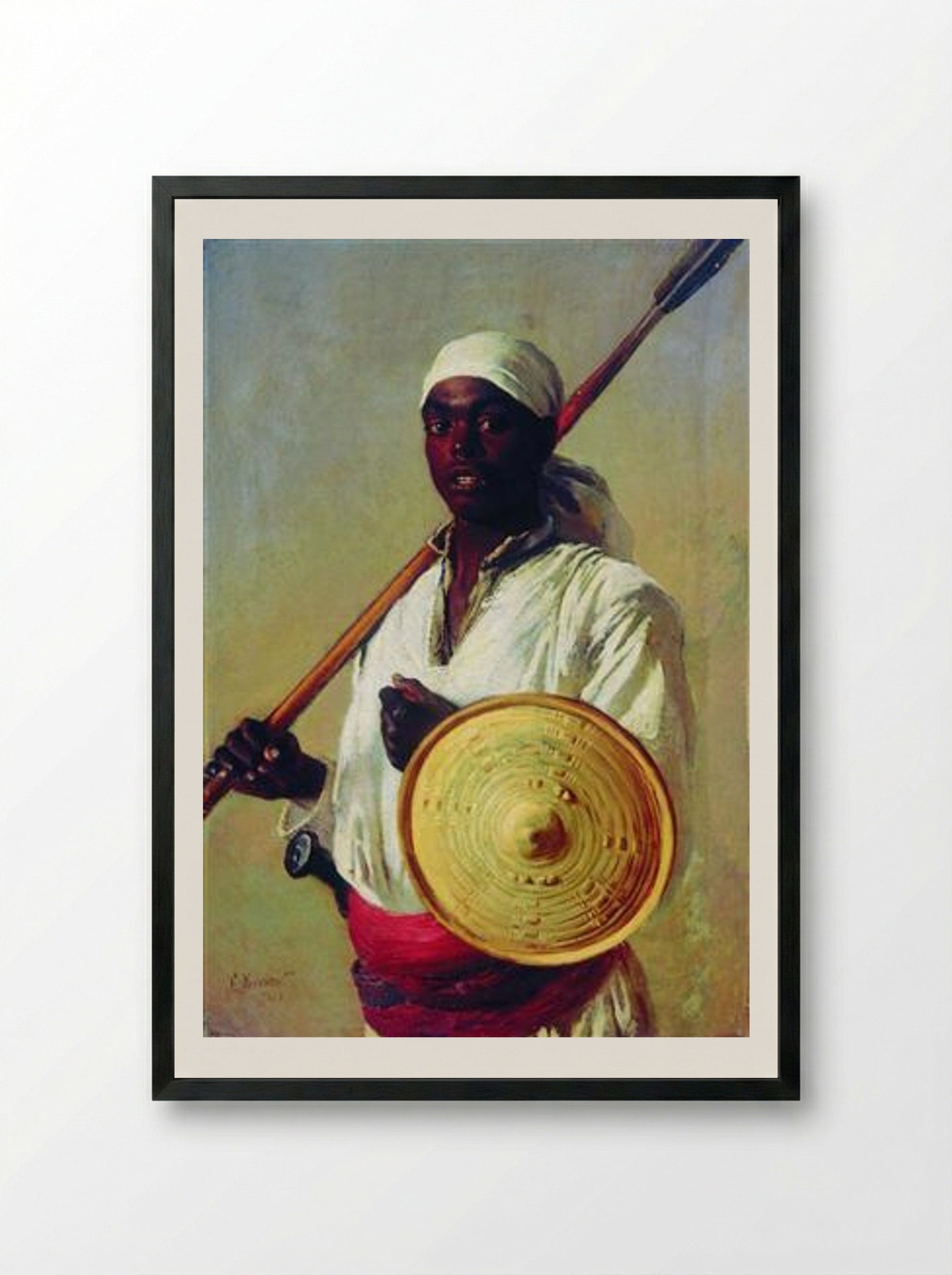 Egyptian Warrior - Konstantin Makovsky - Framed Print Black