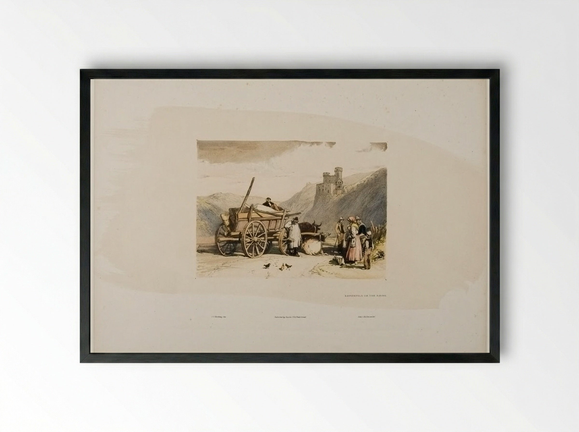 Ehrenfels on the Rhine - James Duffield Harding - Framed Print Black