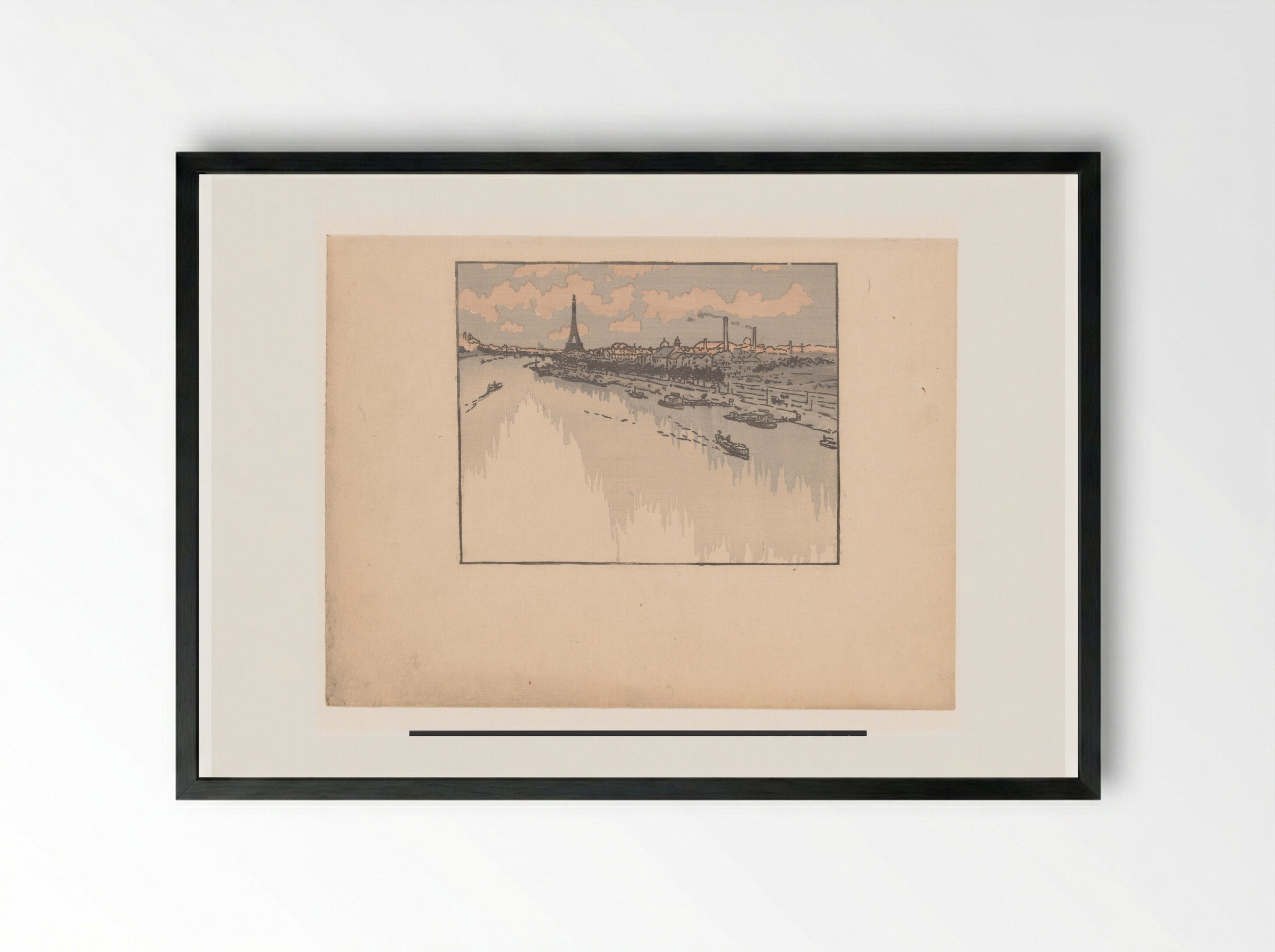 Eiffeltoren gezien van het viaduct van Auteuil - Henri Rivière - Framed Print Black