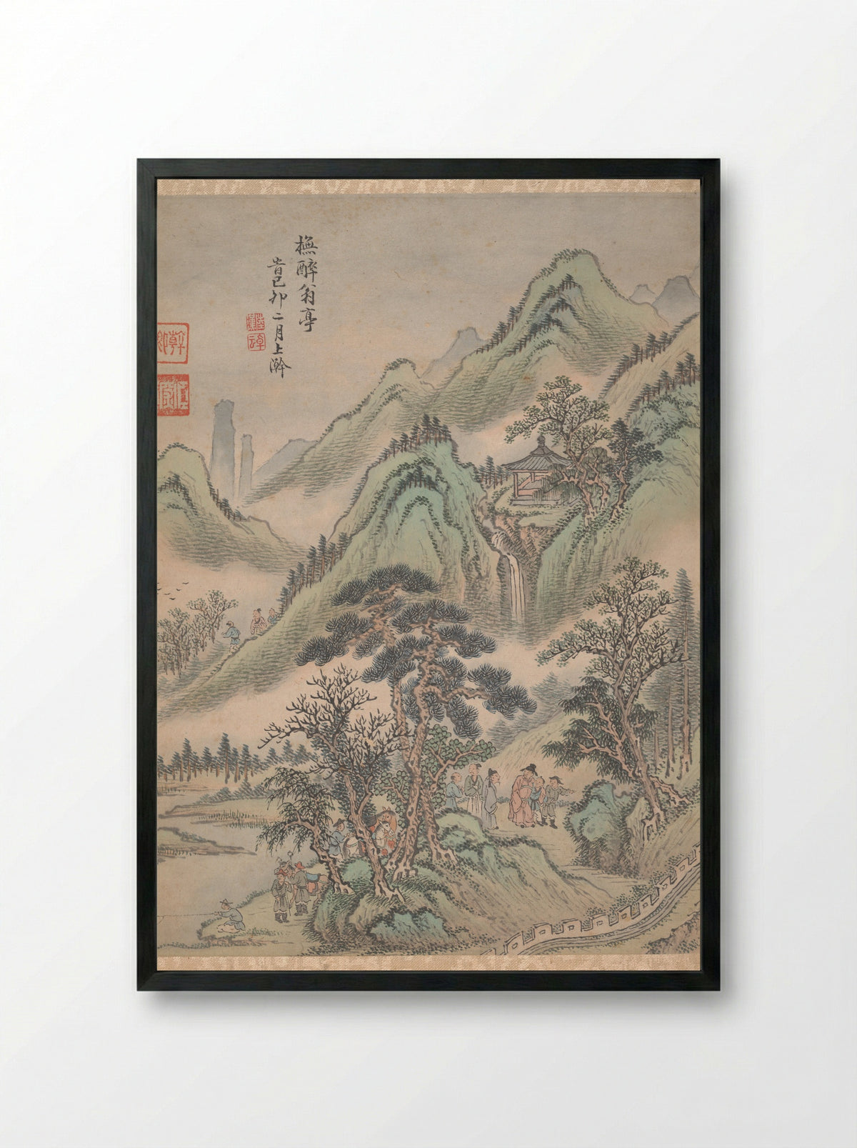 Eight Landscapes: Pavilion of the Old Drunkard - Lu Han - Framed Print Black