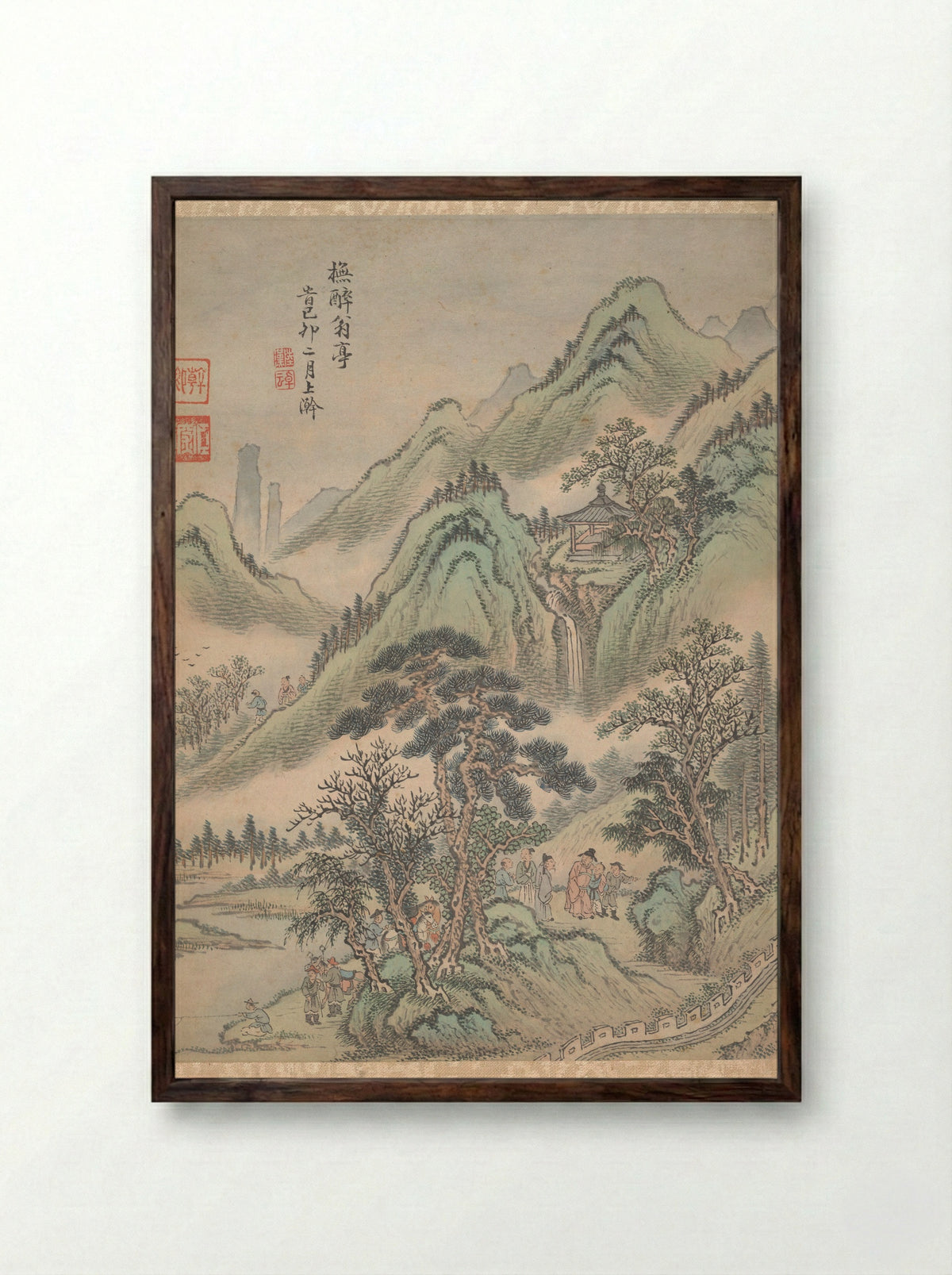 Eight Landscapes: Pavilion of the Old Drunkard - Lu Han - Framed Print Dark Wood