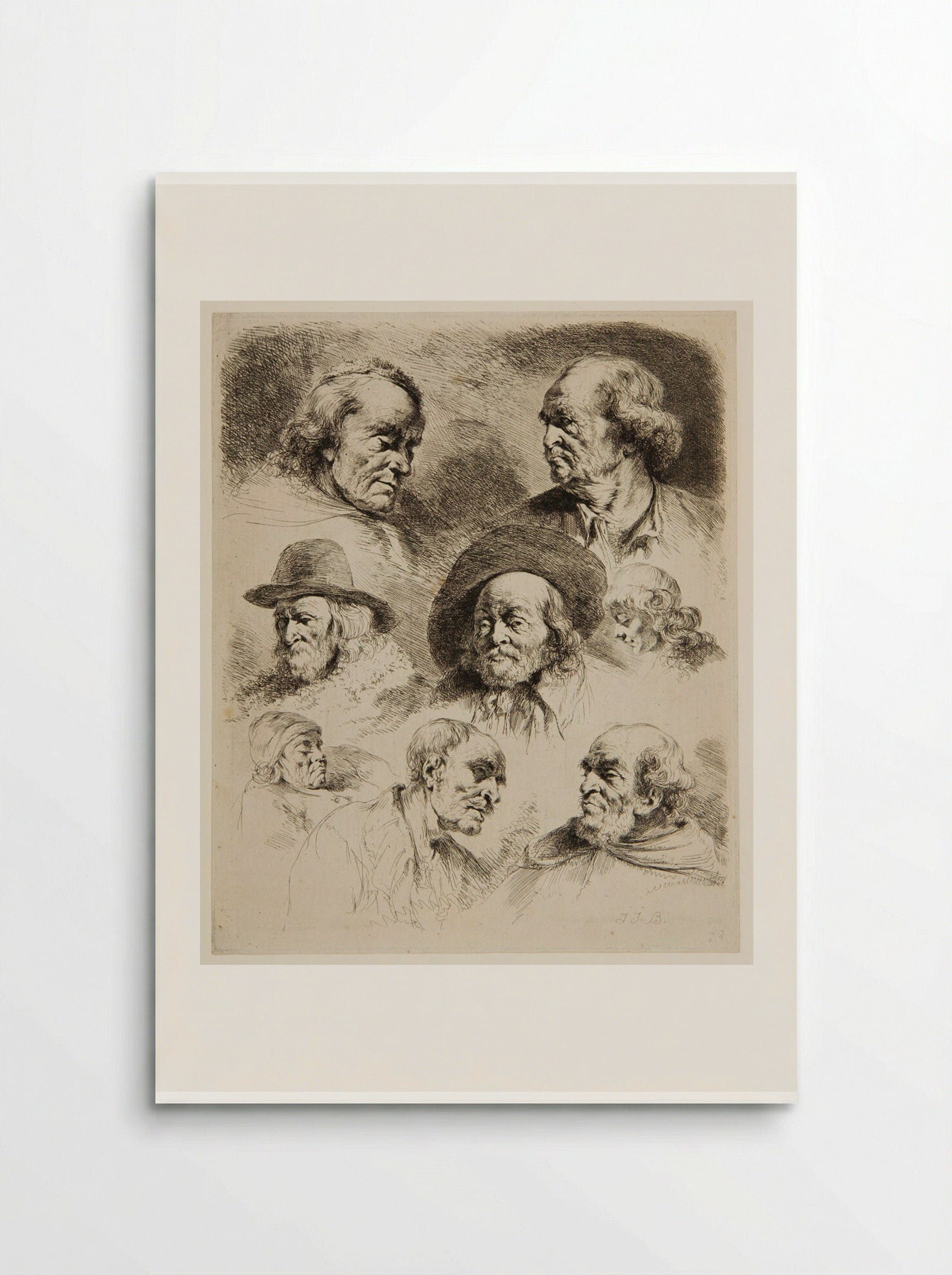 Eight Studies of Heads - Jean-Jacques de Boissieu - Poster
