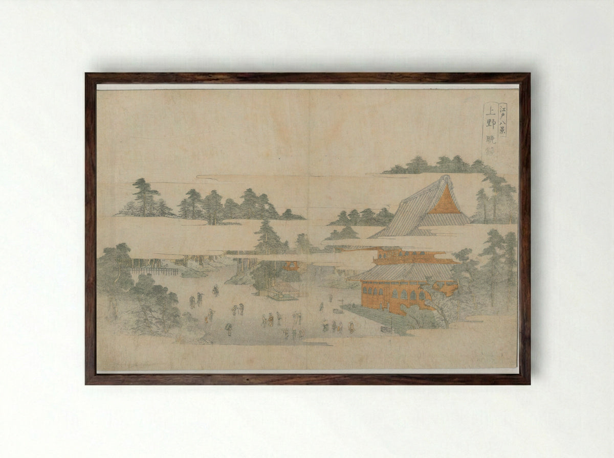 Eight Views of Edo (Edo Hakkei) - Utagawa Toyohiro - Framed Print Dark Wood