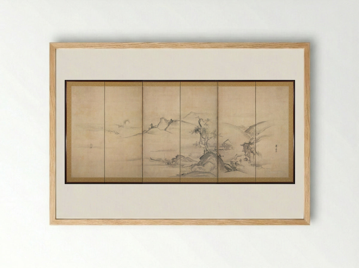 Eight Views of the Xiao and Xiang Rivers - Watanabe Shikō - Framed Print Wood