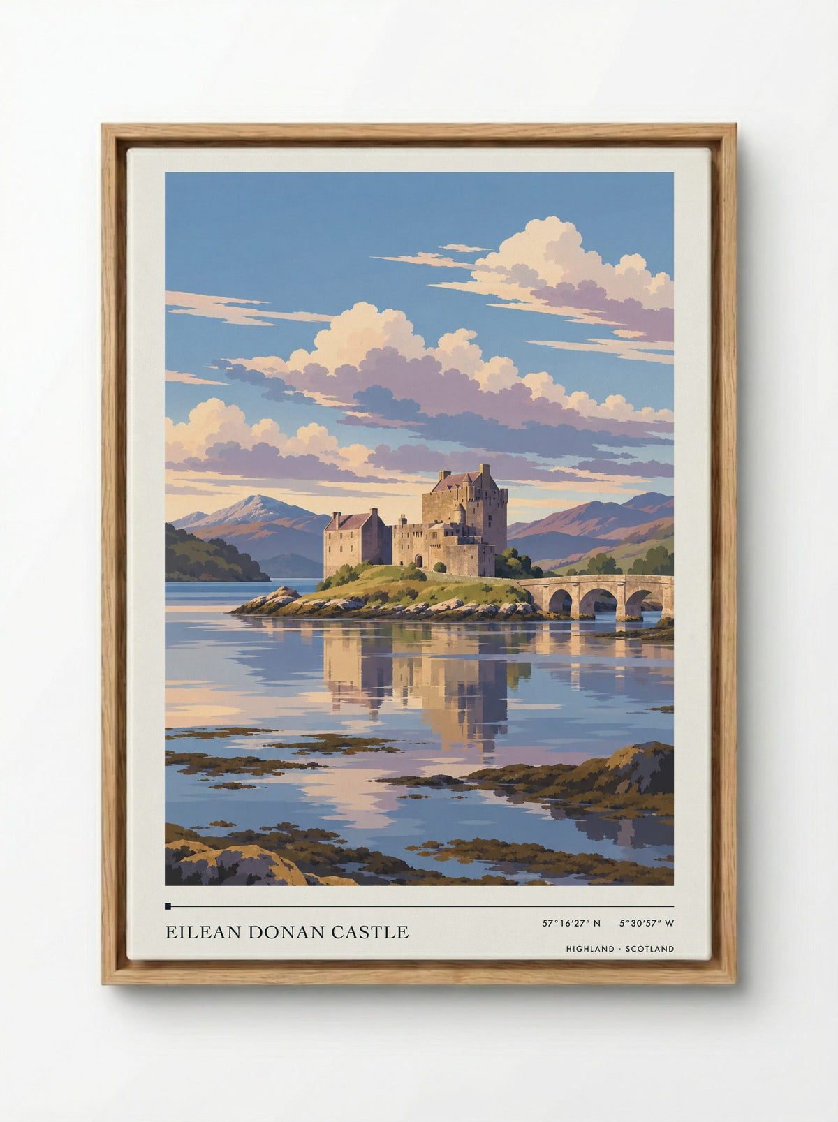 Eilean Donan Castle, Highland | Travel Poster - Framed Canvas Wood