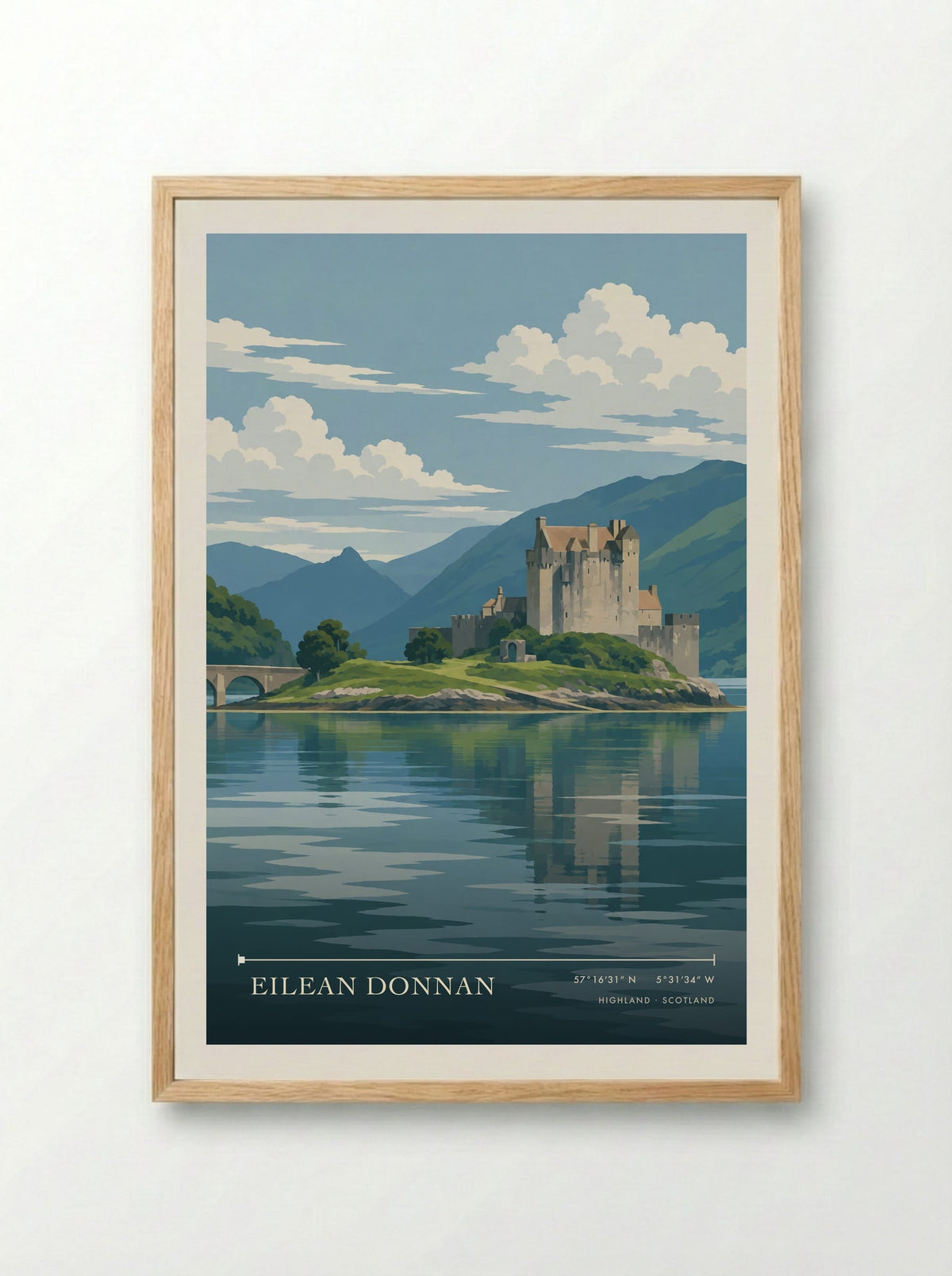 Eilean Donnan, Highland | Travel Poster - Framed Print Wood