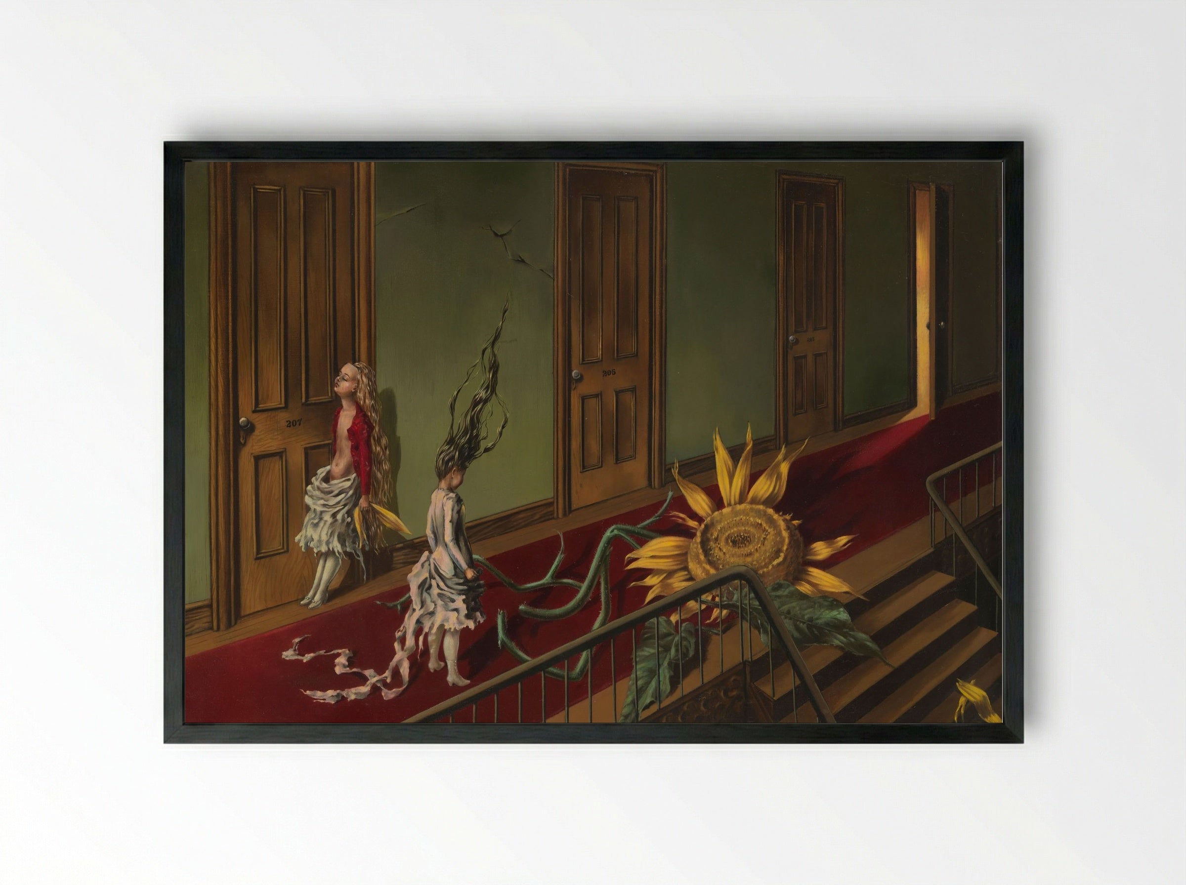 Eine Kleine Nachtmusik - Dorothea Tanning - Framed Print Black