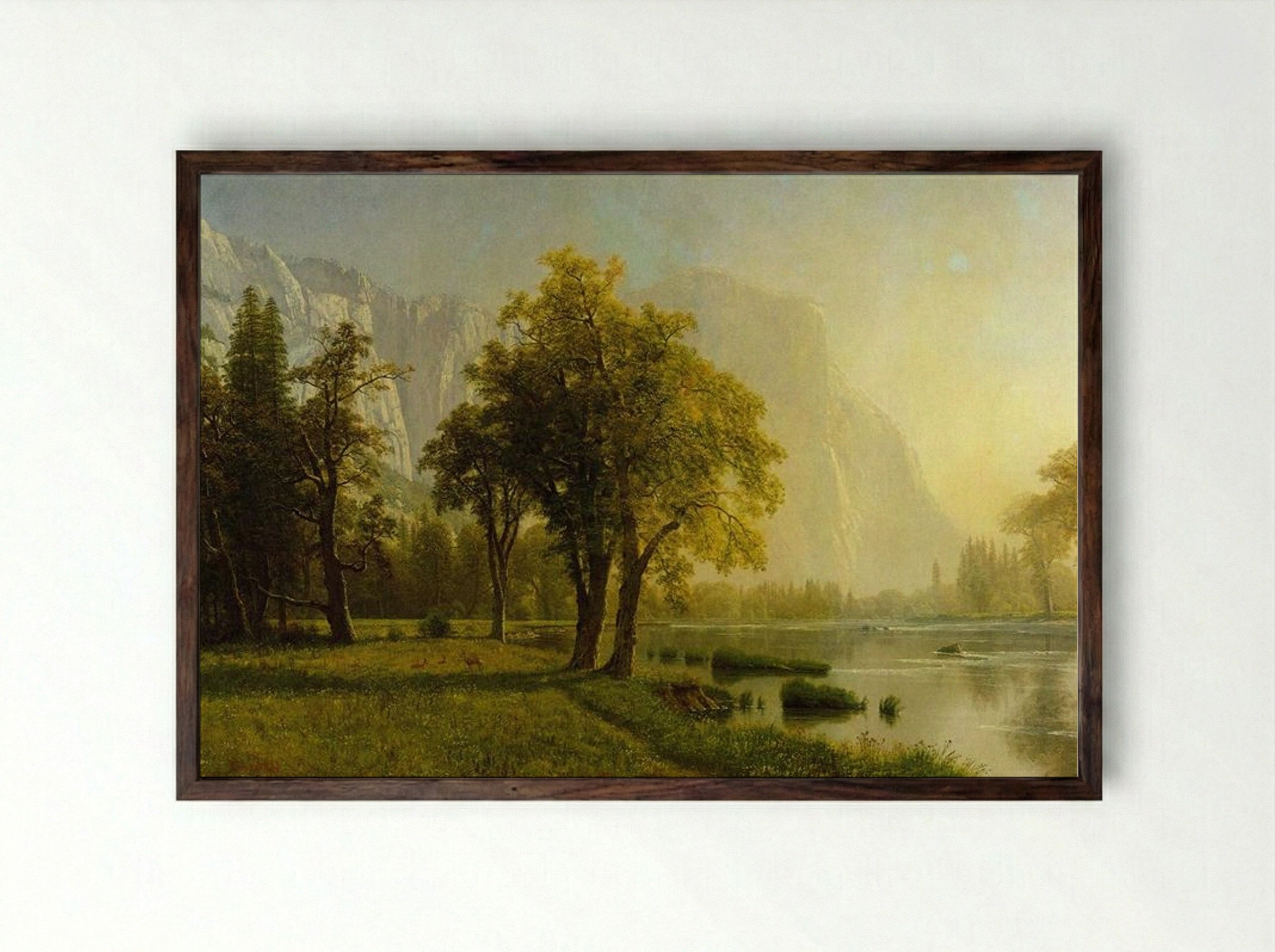 El Capitan, Yosemite Valley - Albert Bierstadt - Framed Print Dark Wood