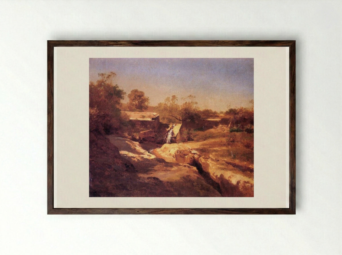 El río de Tacubaya - José María Velasco - Framed Print Dark Wood