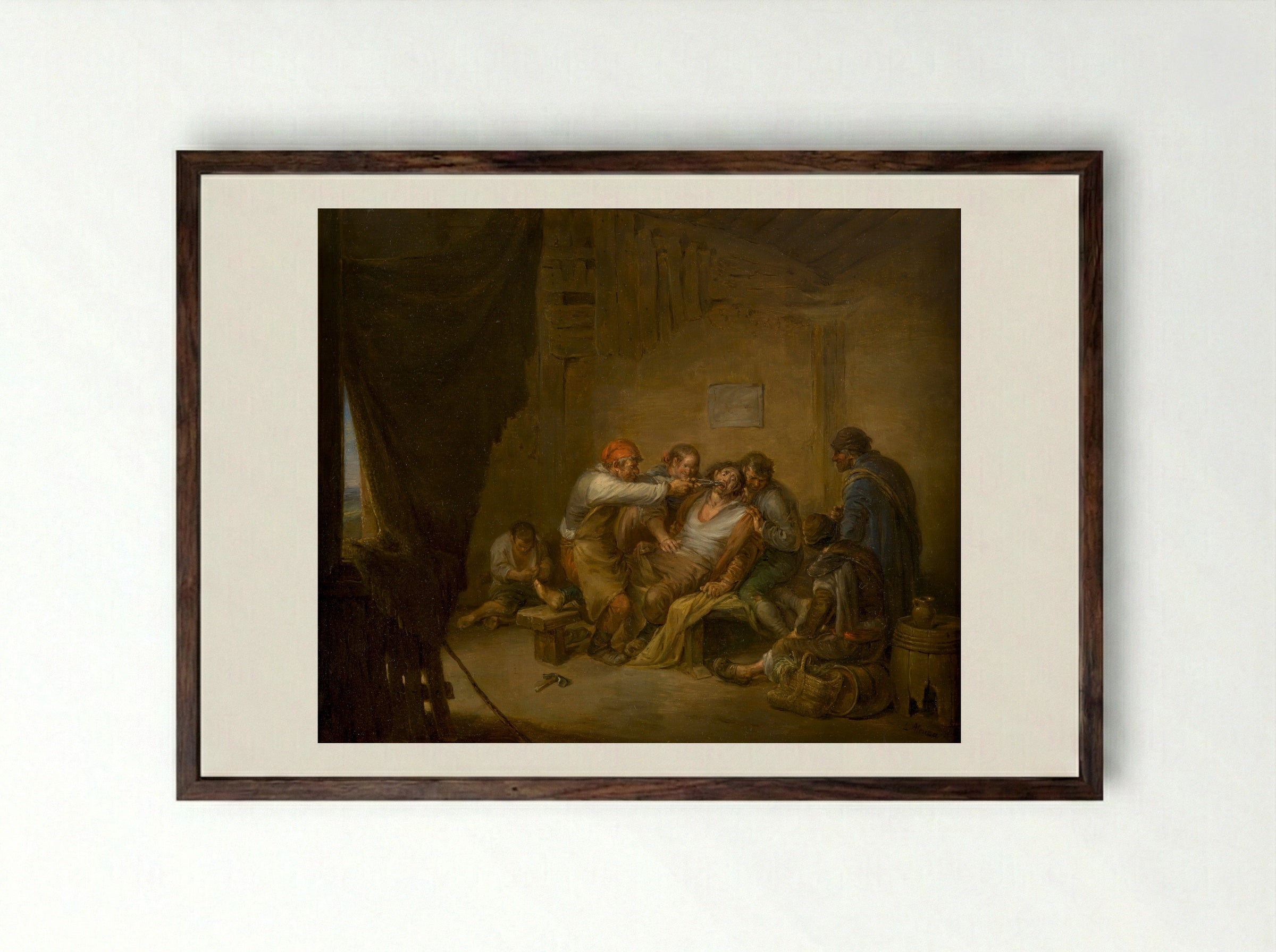El sacamuelas (The Toothpuller) - Leonardo Alenza - Framed Print Dark Wood