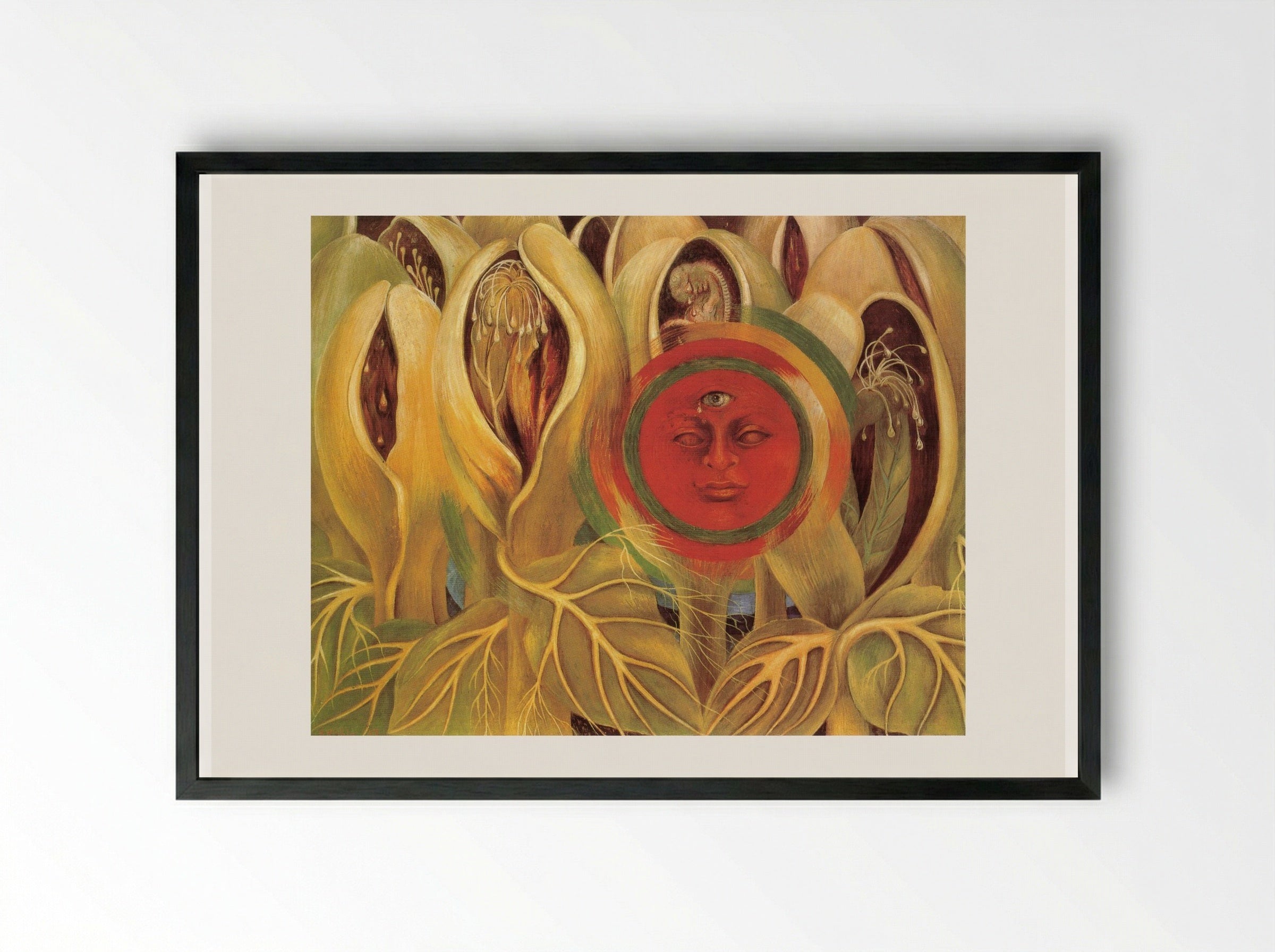 El sol de la vida (Sun and Life) - Frida Kahlo - Framed Print Black