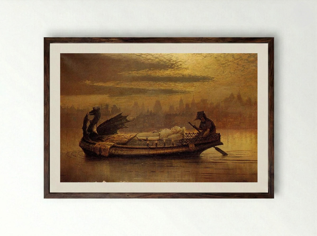 Elaine - John Atkinson Grimshaw - Framed Print Dark Wood