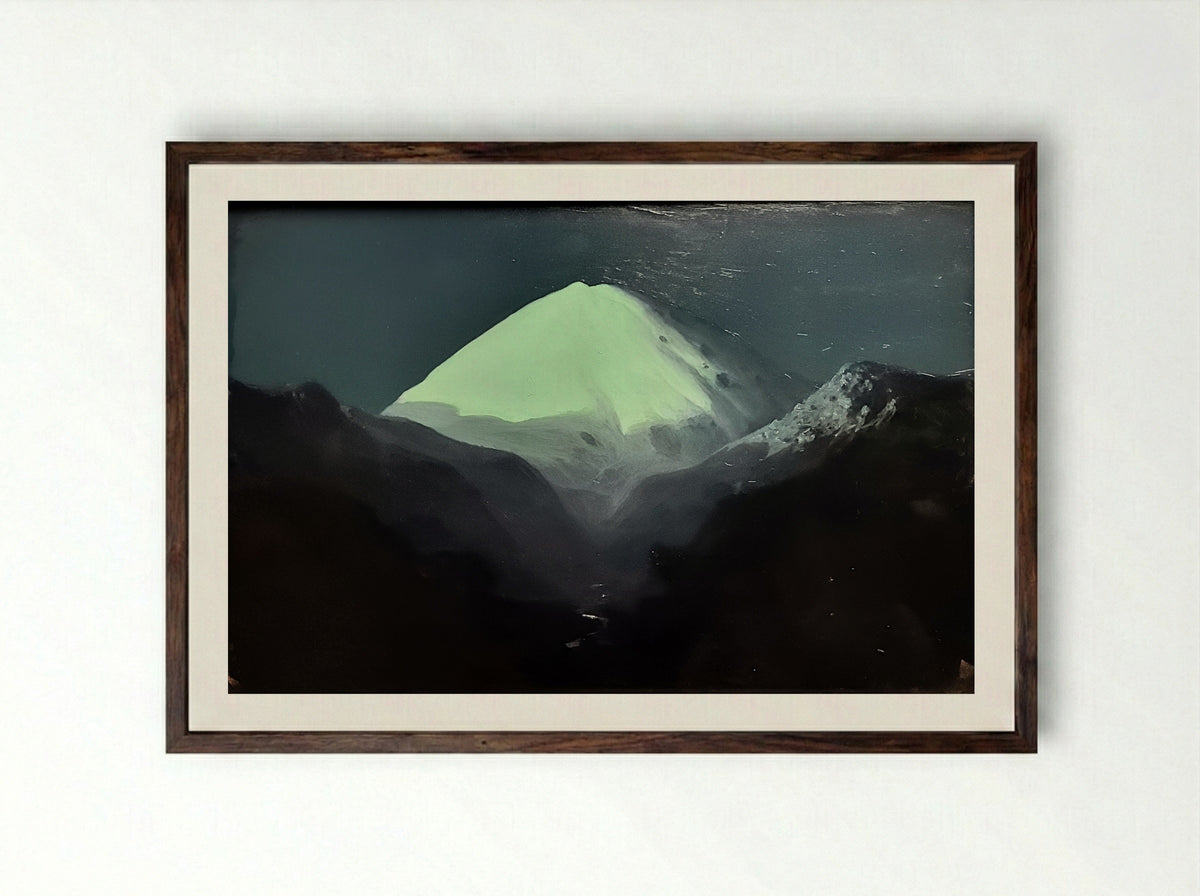 Elbrus. Moonlit Night - Arkhip Kuindzhi - Framed Print Dark Wood