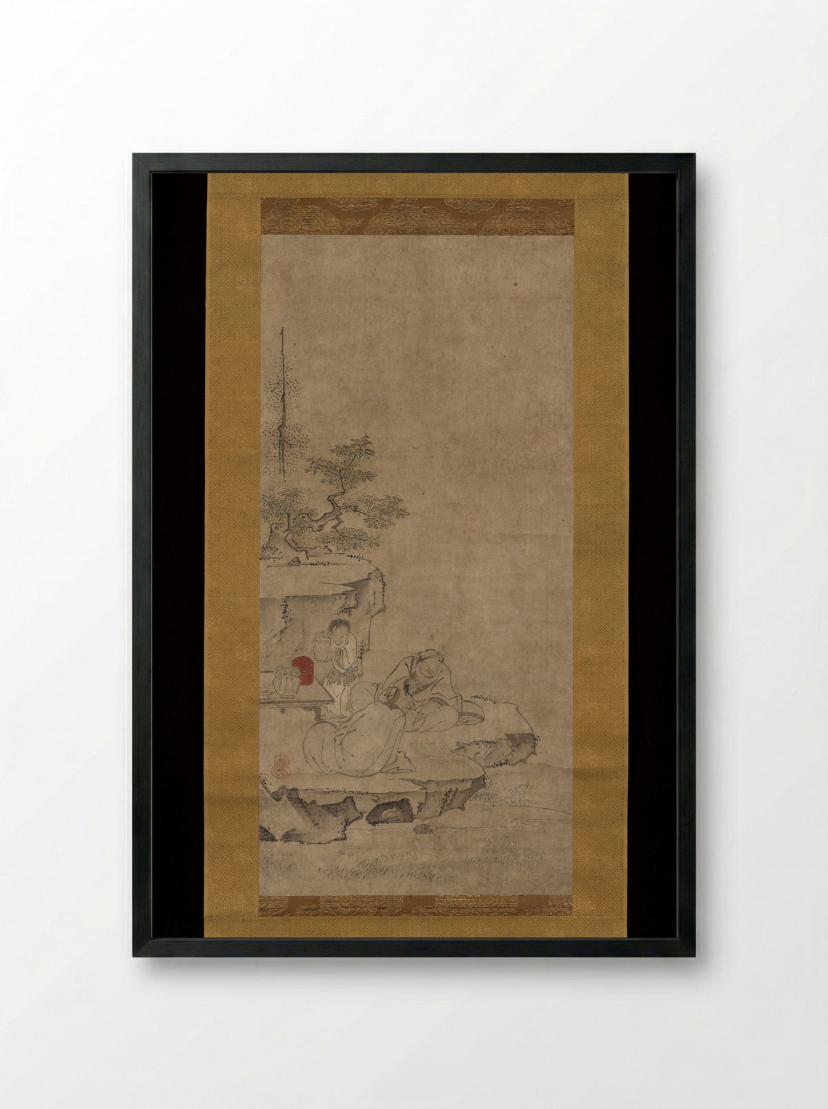 Elegant Conversation in Mountains - Tenshō Shūbun - Framed Print Black