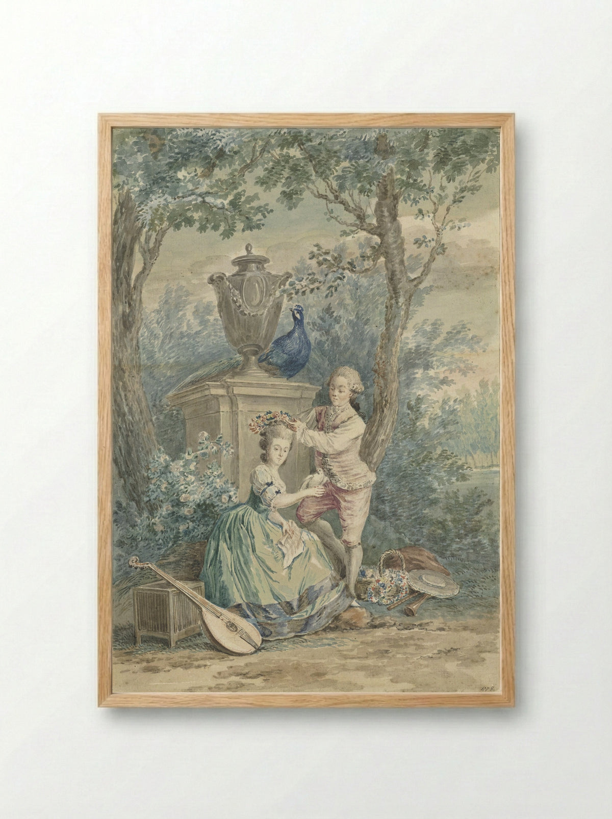 Elegant Couple in a Park - Nicolaes Muys - Framed Print Wood