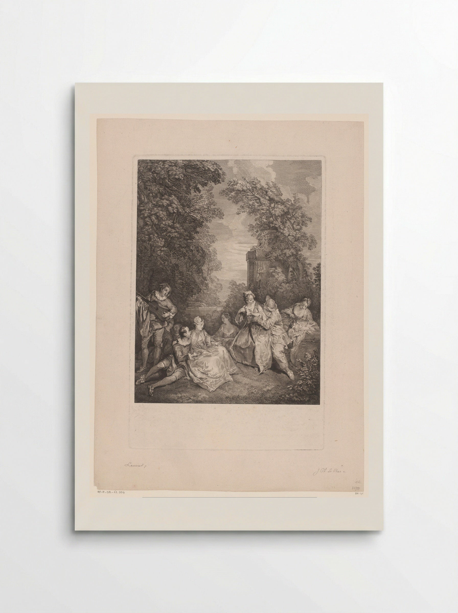 Elegant gezelschap in een tuin (Fête Galante) - Jacques-Philippe Le Bas - Poster