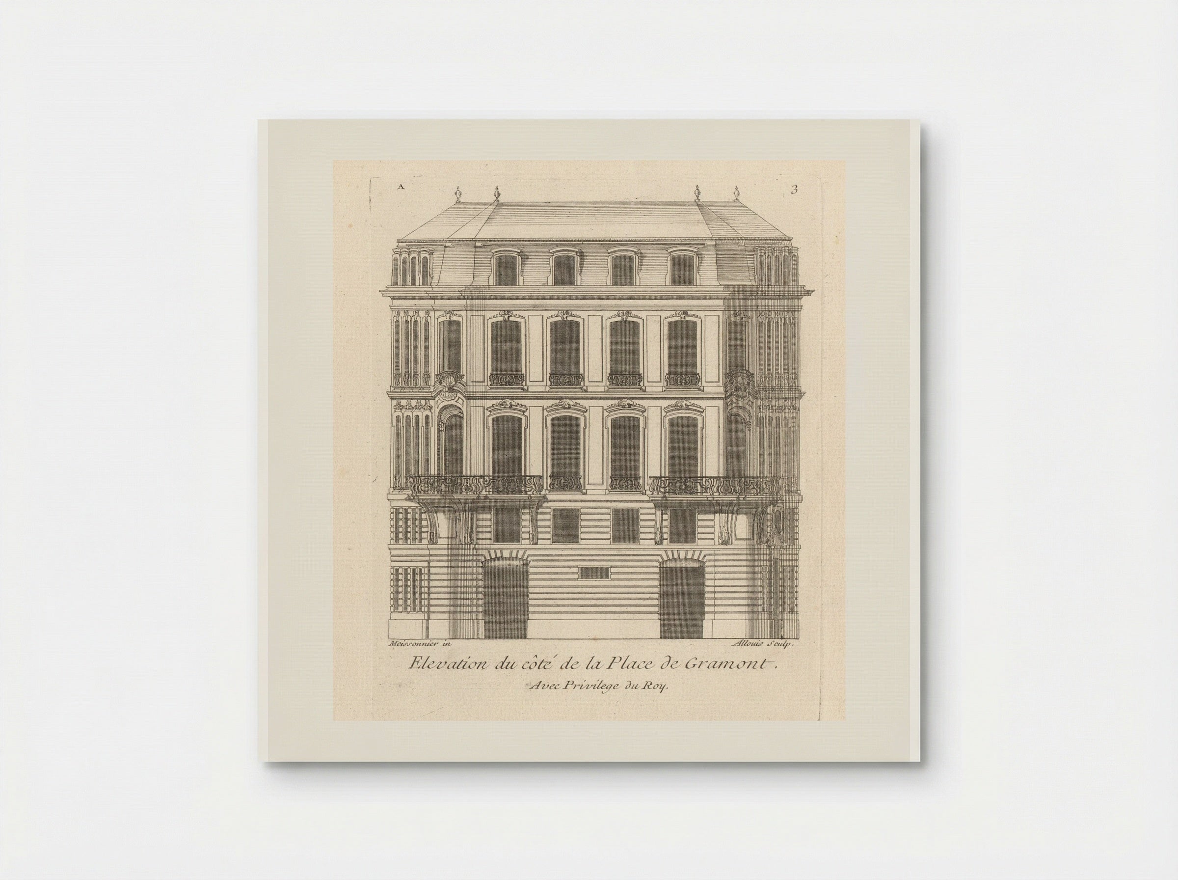 Elevation du côté de la Place de Gramont - Gabriel Huquier - Poster