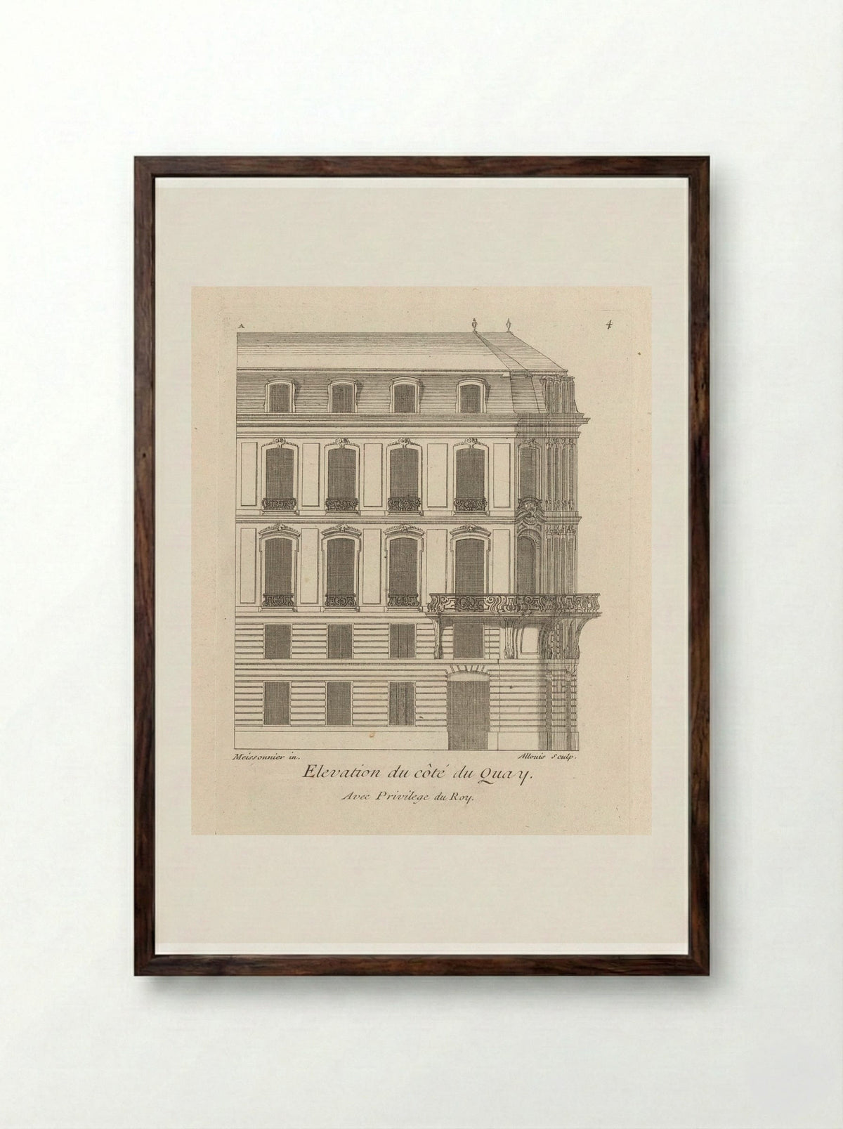 Elevation du côté du Quay - Gabriel Huquier - Framed Print Dark Wood