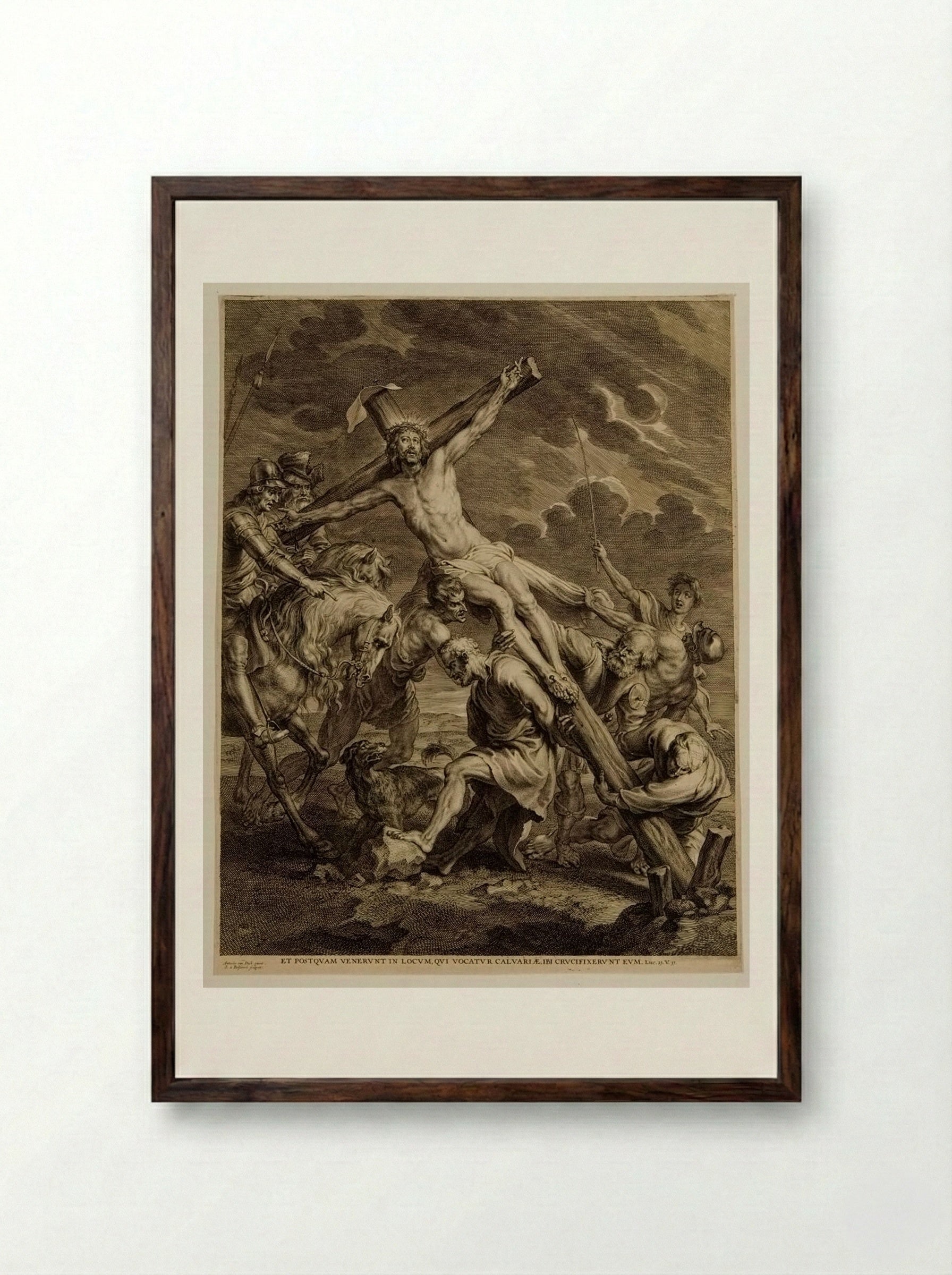 Elevation of the Cross - Schelte Adamsz. Bolswert - Framed Print Dark Wood