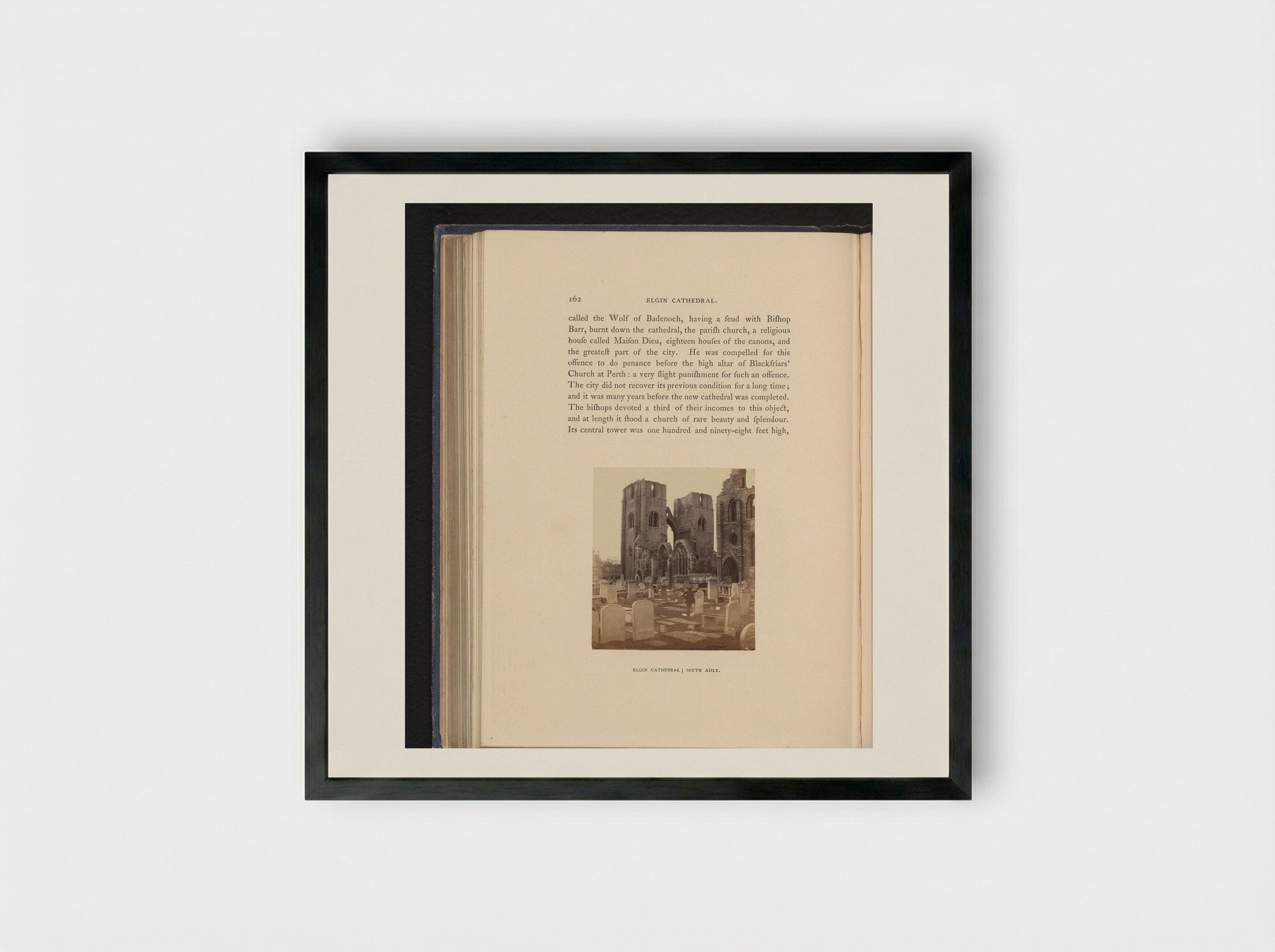 Elgin Cathedral; South Aisle - George Washington Wilson - Framed Print Black