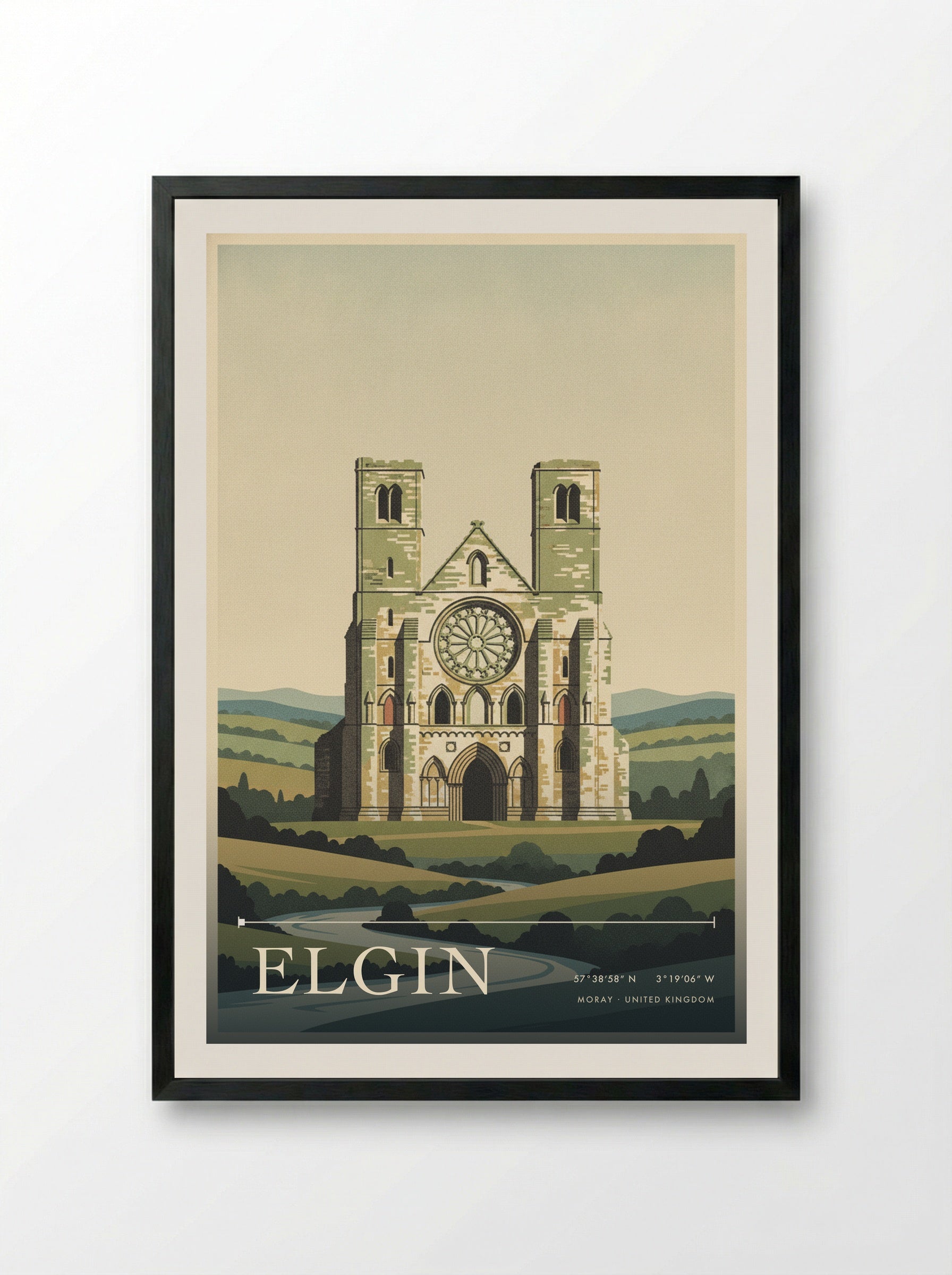 Elgin Moray United Kingdom Travel Poster - Framed Print Black