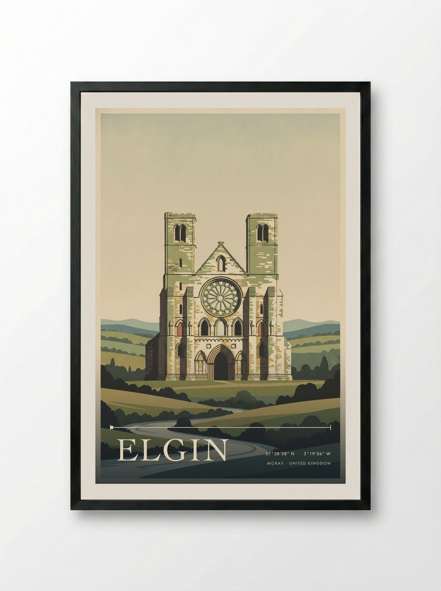 Elgin Moray United Kingdom Travel Poster - Framed Print Black