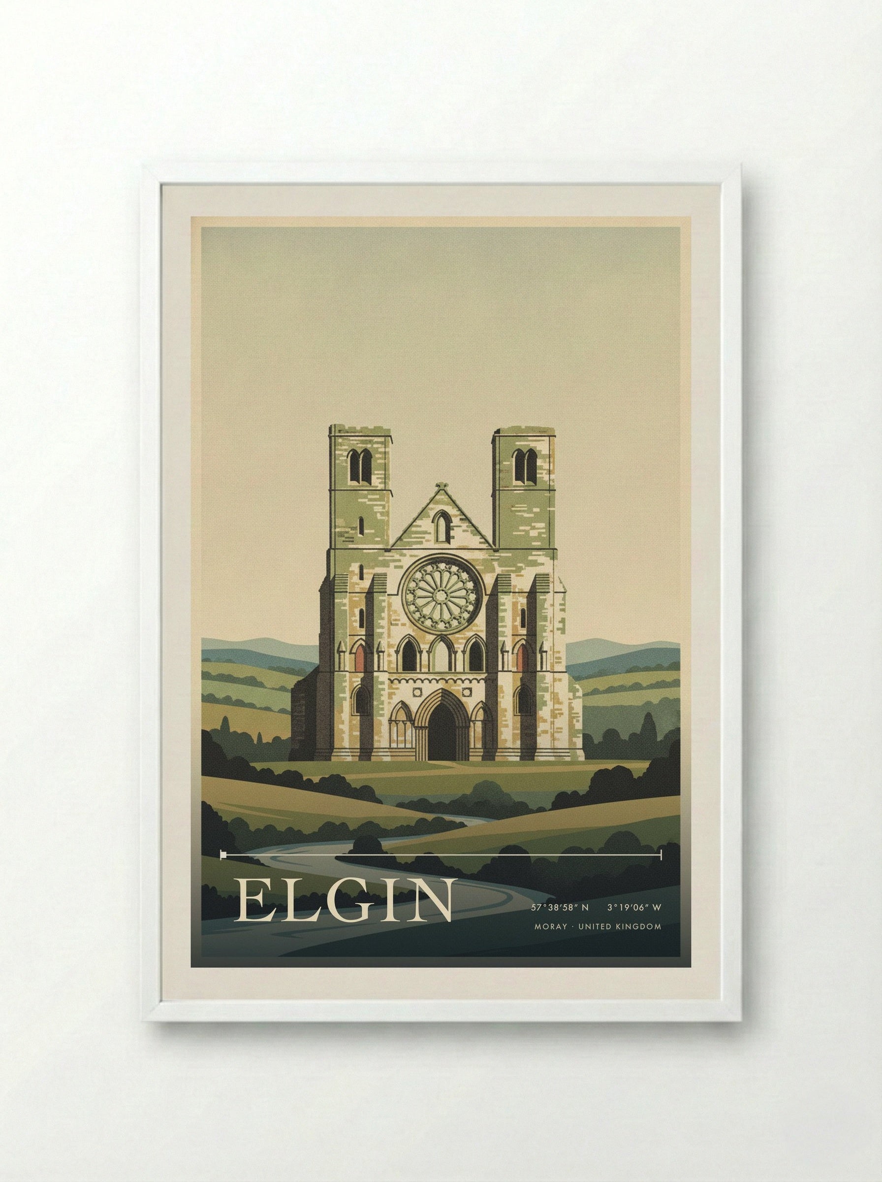 Elgin Moray United Kingdom Travel Poster - Framed Print White