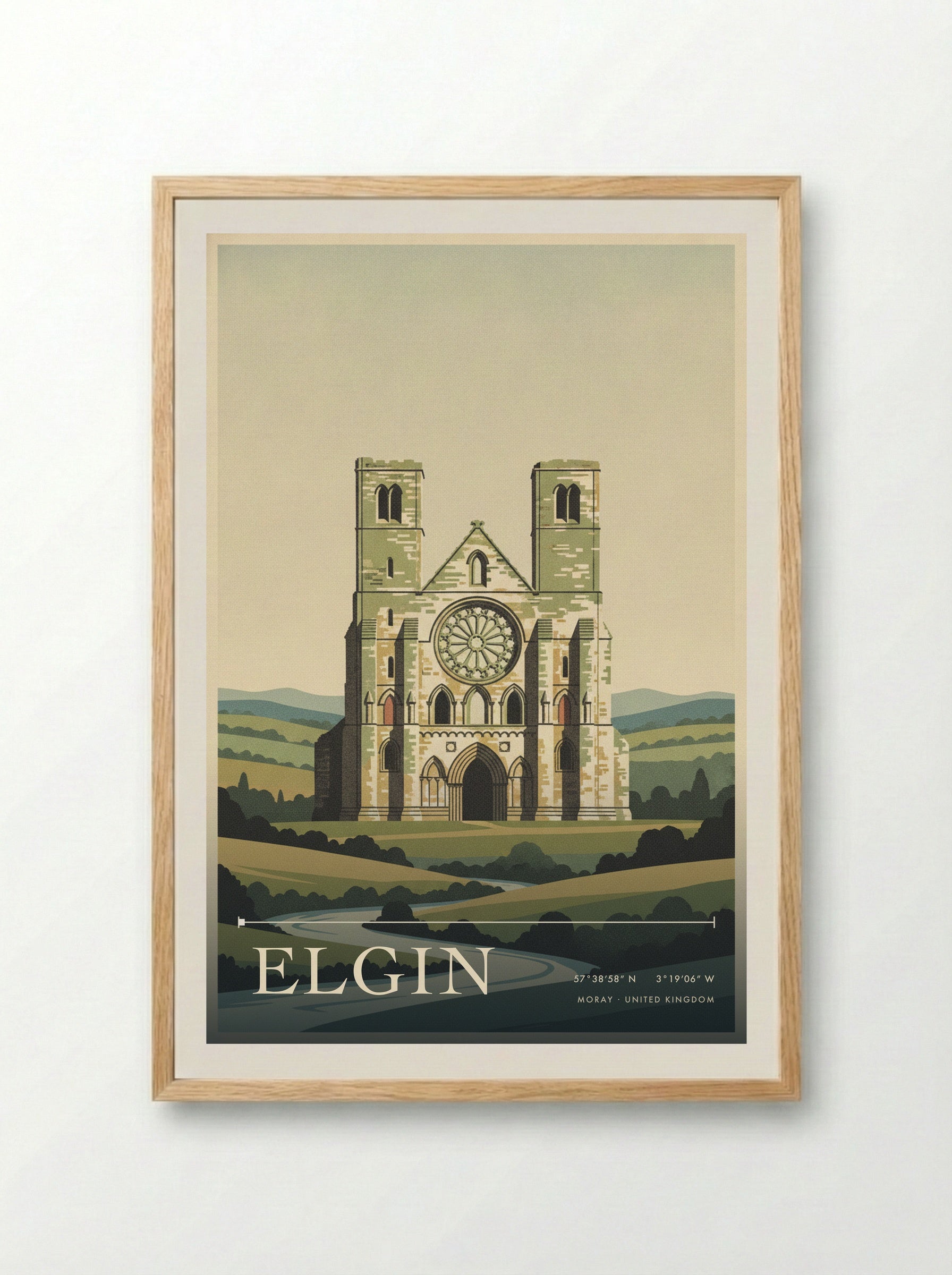 Elgin Moray United Kingdom Travel Poster - Framed Print Wood