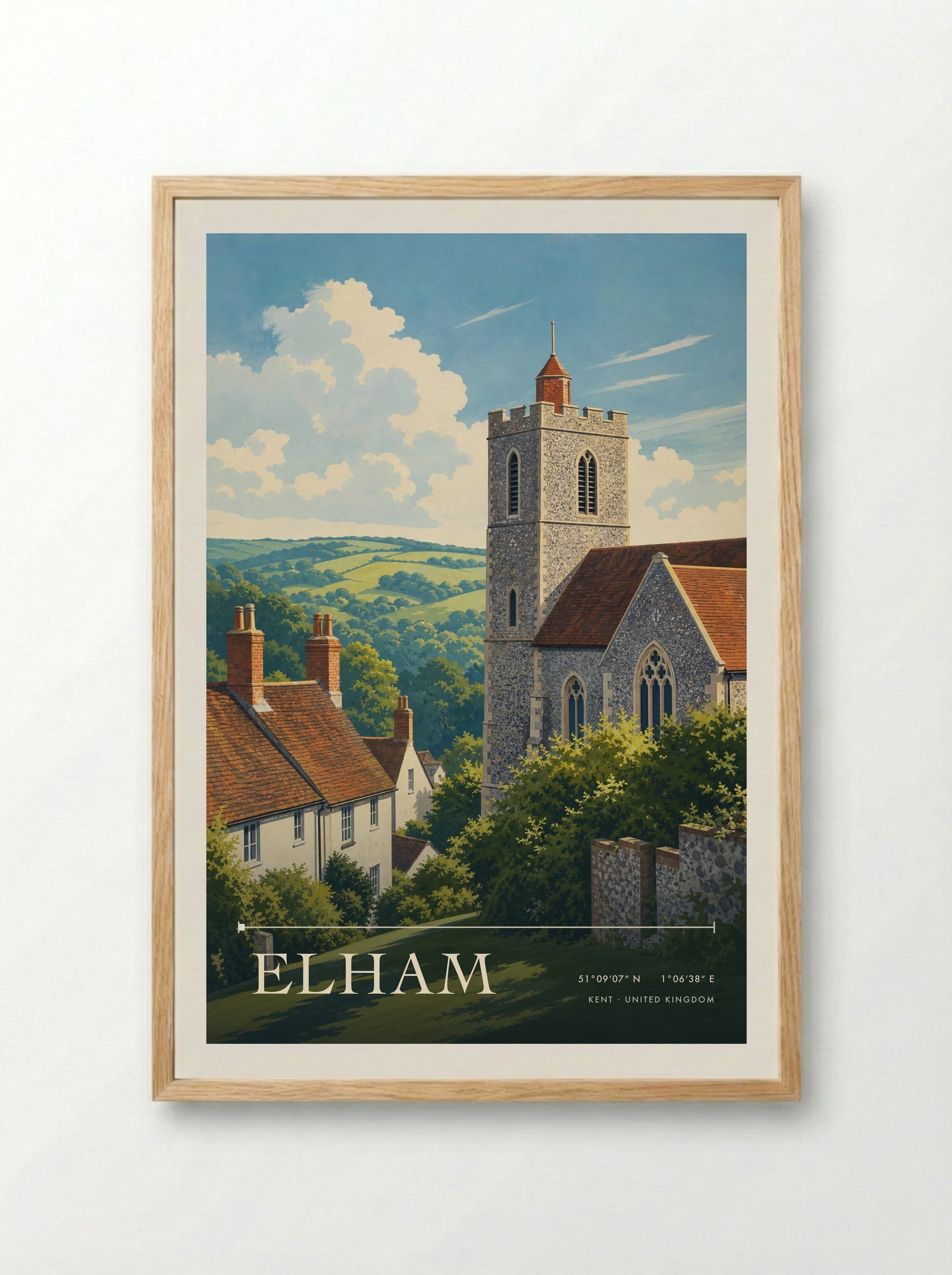 Elham Kent United Kingdom Travel Poster - Framed Print Wood