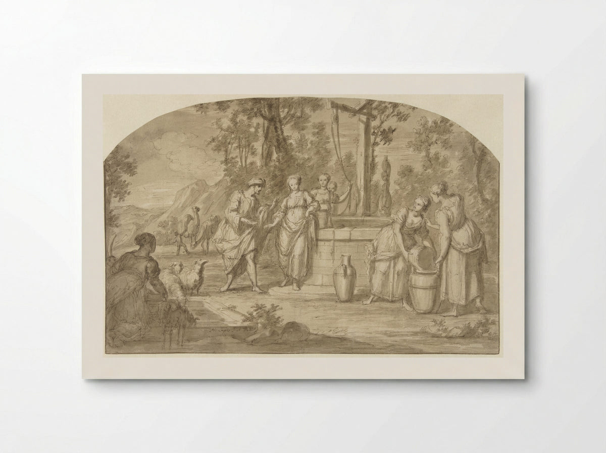 Eliëzer en Rebekka bij de bron - Hieronymus Lapis - Poster