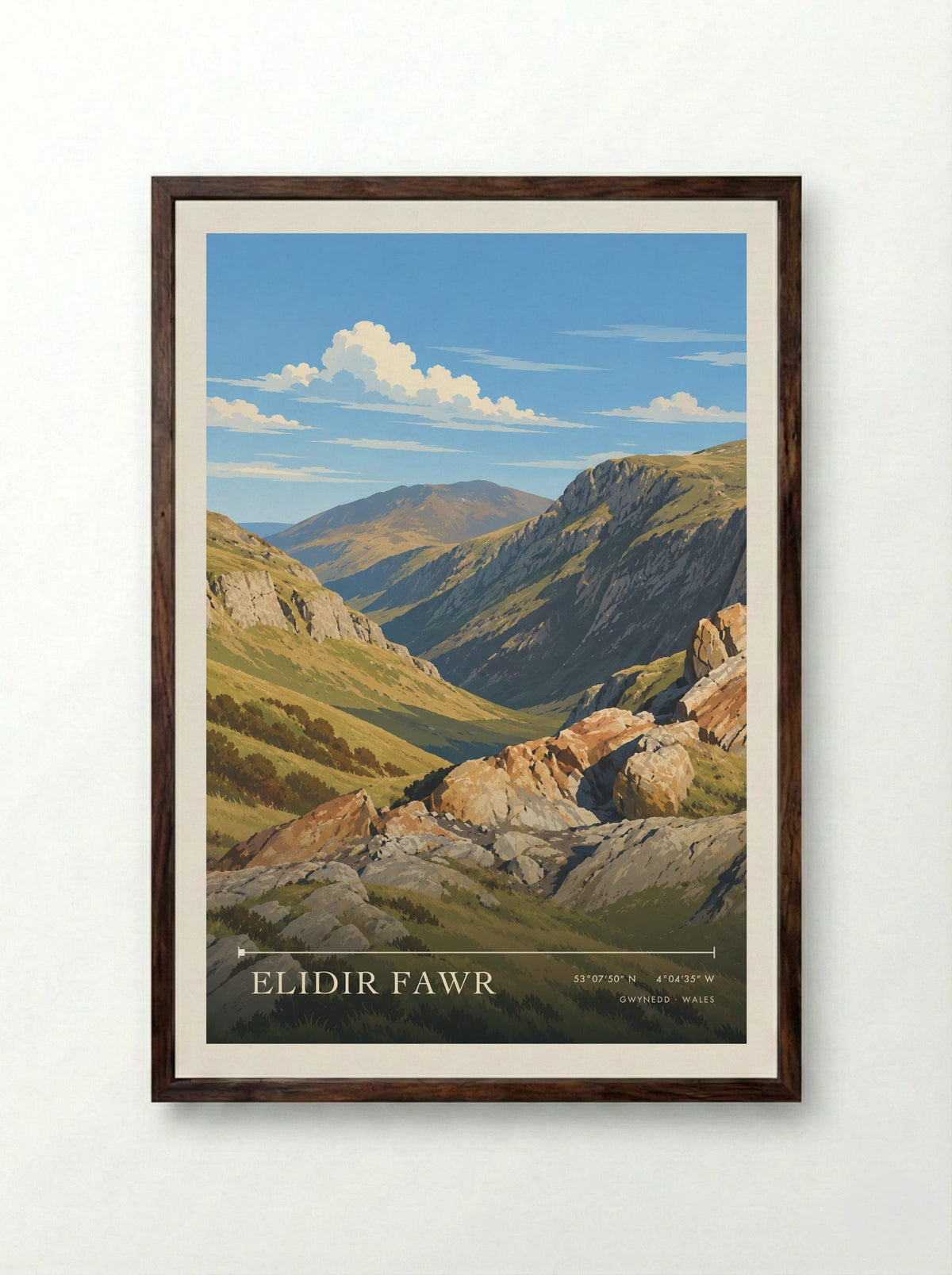 Elidir Fawr, Gwynedd | Travel Poster - Framed Print Dark Wood
