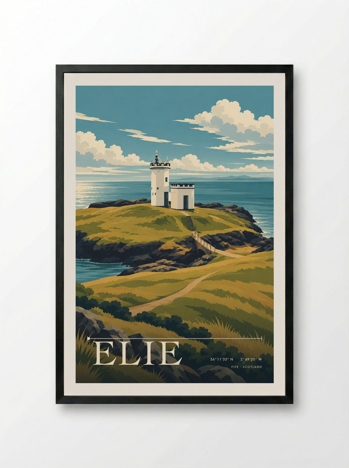 Elie, Fife | Travel Poster - Framed Print Black