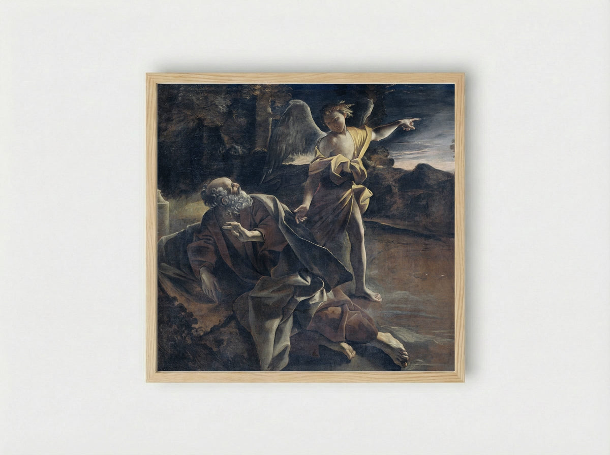 Elijah Fed by an Angel - Giovanni Lanfranco - Framed Print Wood
