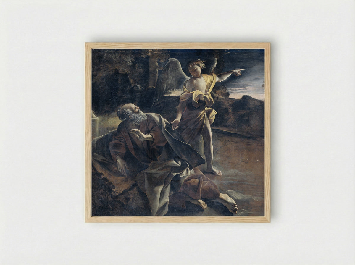 Elijah Fed by an Angel - Giovanni Lanfranco - Framed Print Wood