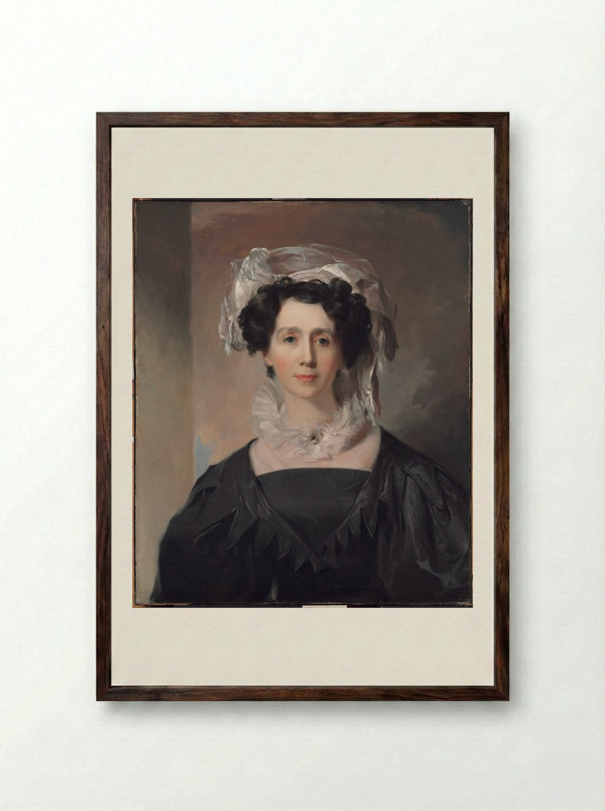Eliza Melville Young McAllister (Mrs. John McAllister, Jr.) - Thomas Sully - Framed Print Dark Wood