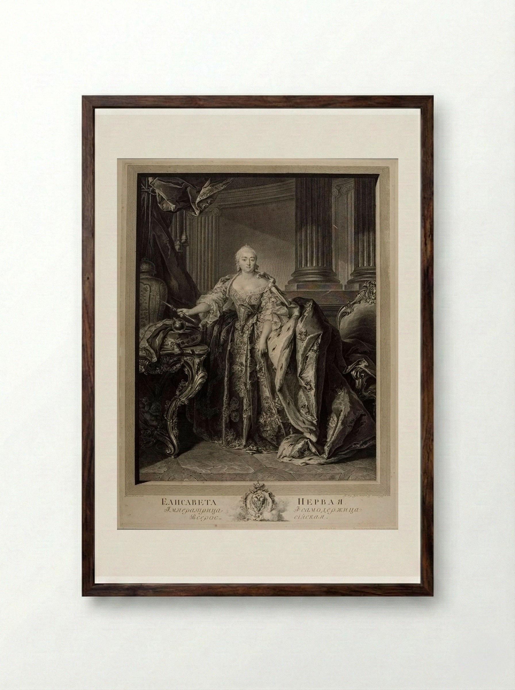 Elizabeth the First, Empress of Russia - Georg Friedrich Schmidt - Framed Print Dark Wood