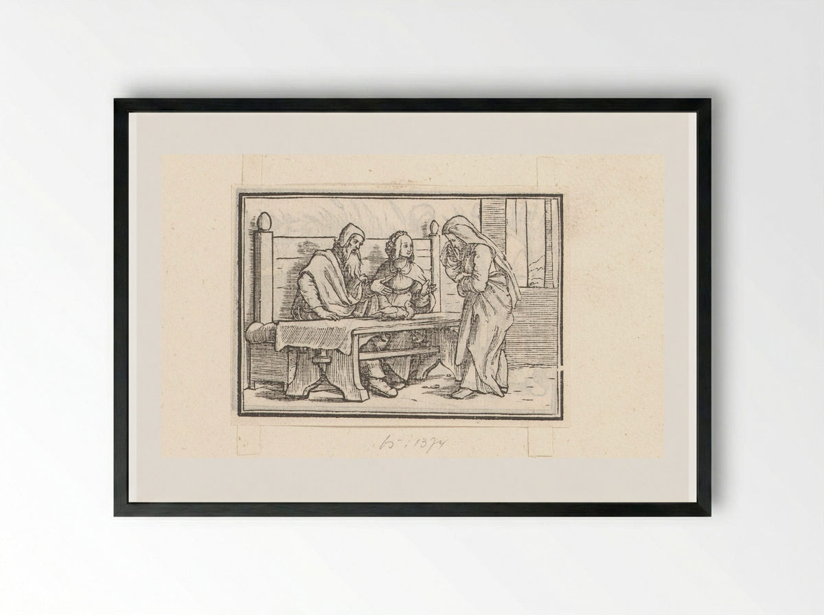 Elkana Asks Why Hannah Weeps - Veit Rudolf Specklin - Framed Print Black