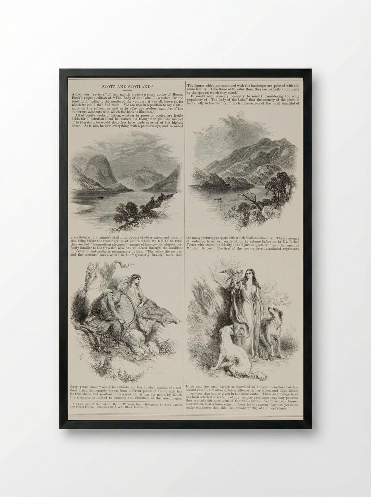 Ellen and the Harper - Josiah Wood Whymper - Framed Print Black